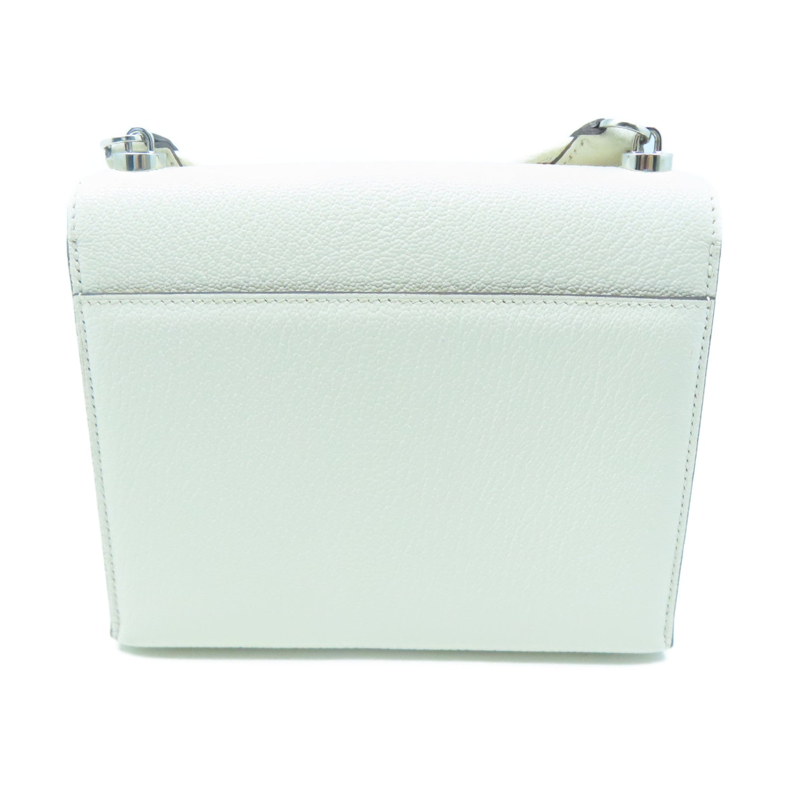 HERMES Mysore Goat Leather Mini Verrou Silver Buckle Shoulder Bag Nata White