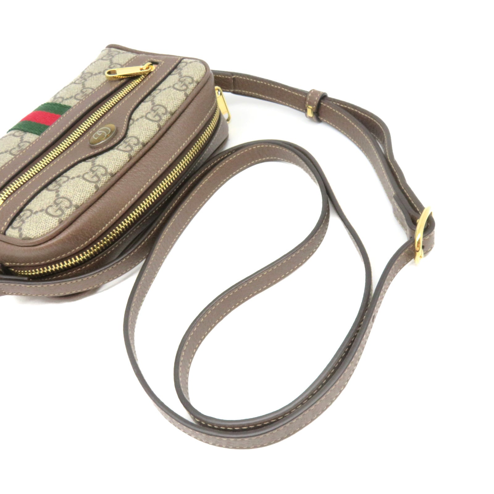 GUCCI 塗層帆布Ophidia GG Supreme金扣肩背袋啡色
