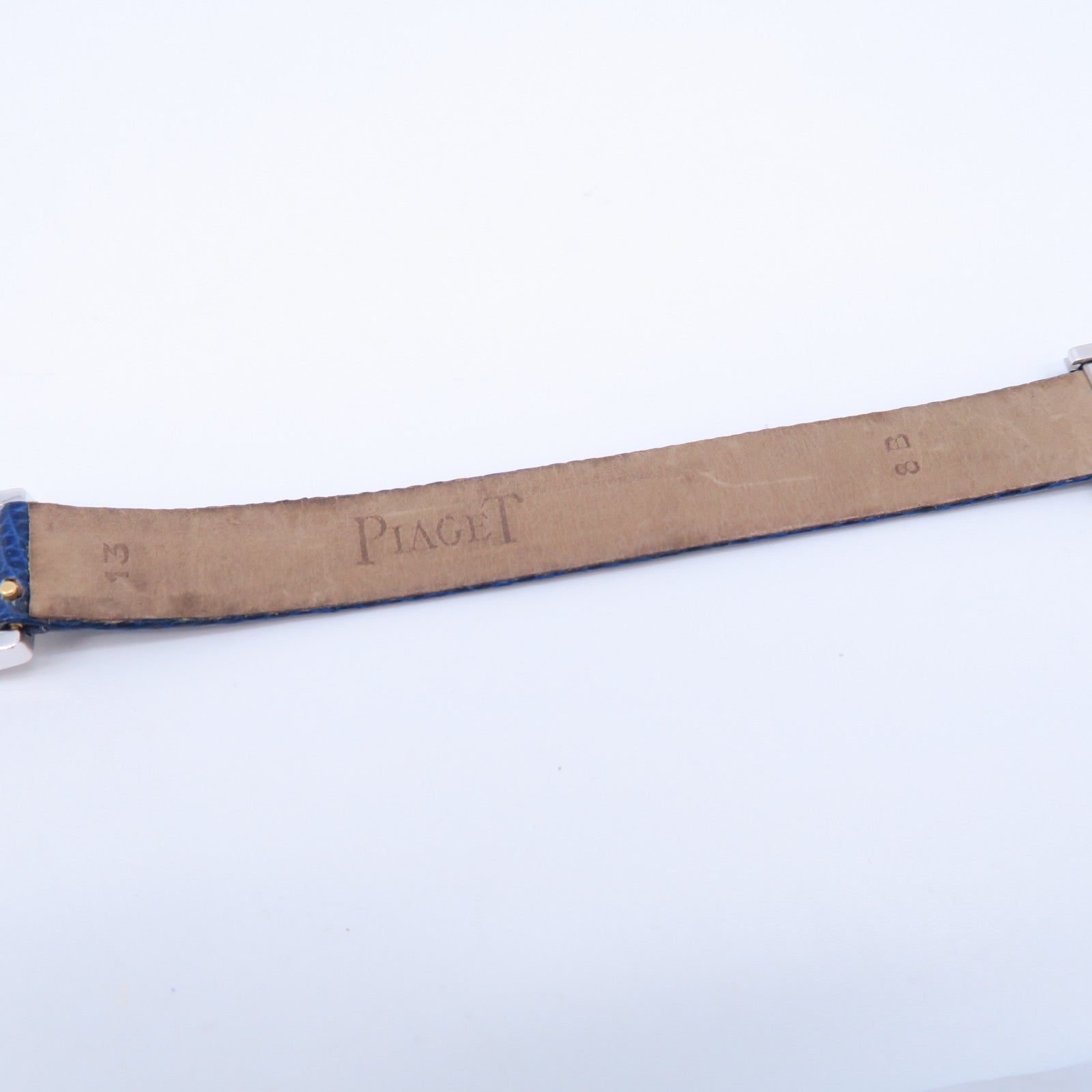 PIAGET 18K白金Protocol石英手錶藍色皮帶#13.5cm