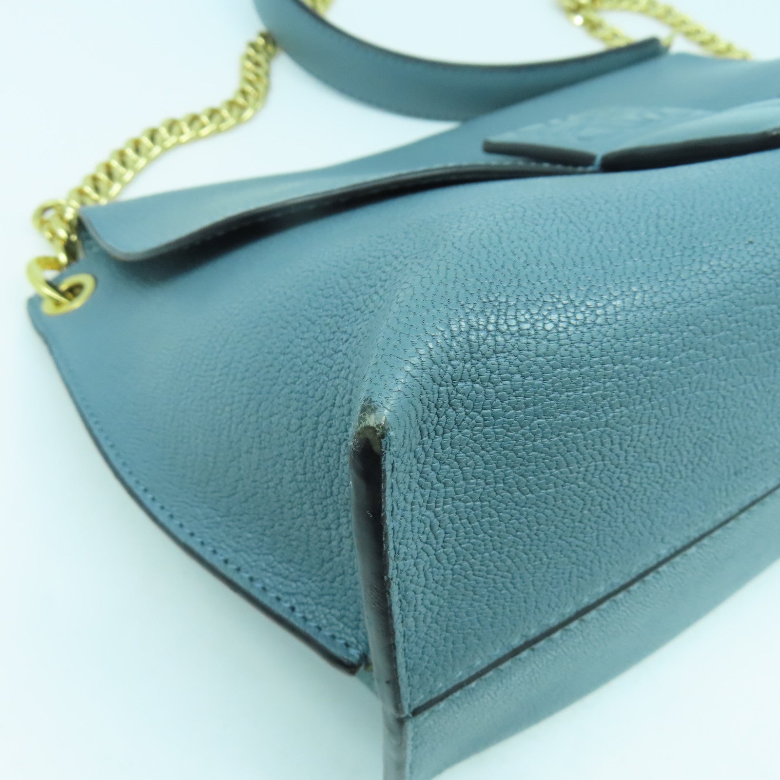 LOEWE 牛皮皮革Avenue Shoulder Bag金扣鏈帶肩背袋淺藍色