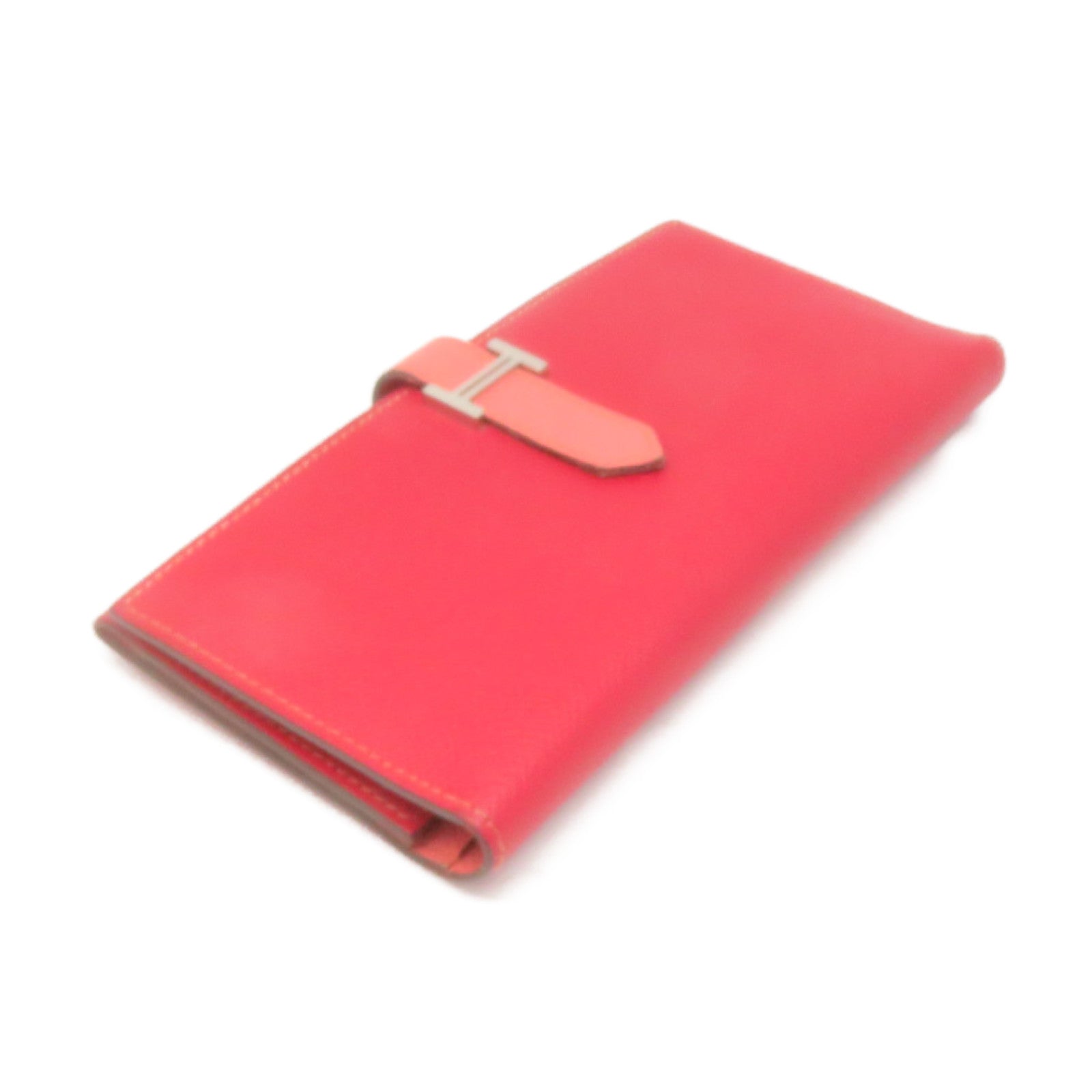 HERMES 【激減優惠】Epsom皮革Bearn W Snap Wallet銀扣長銀包紅色