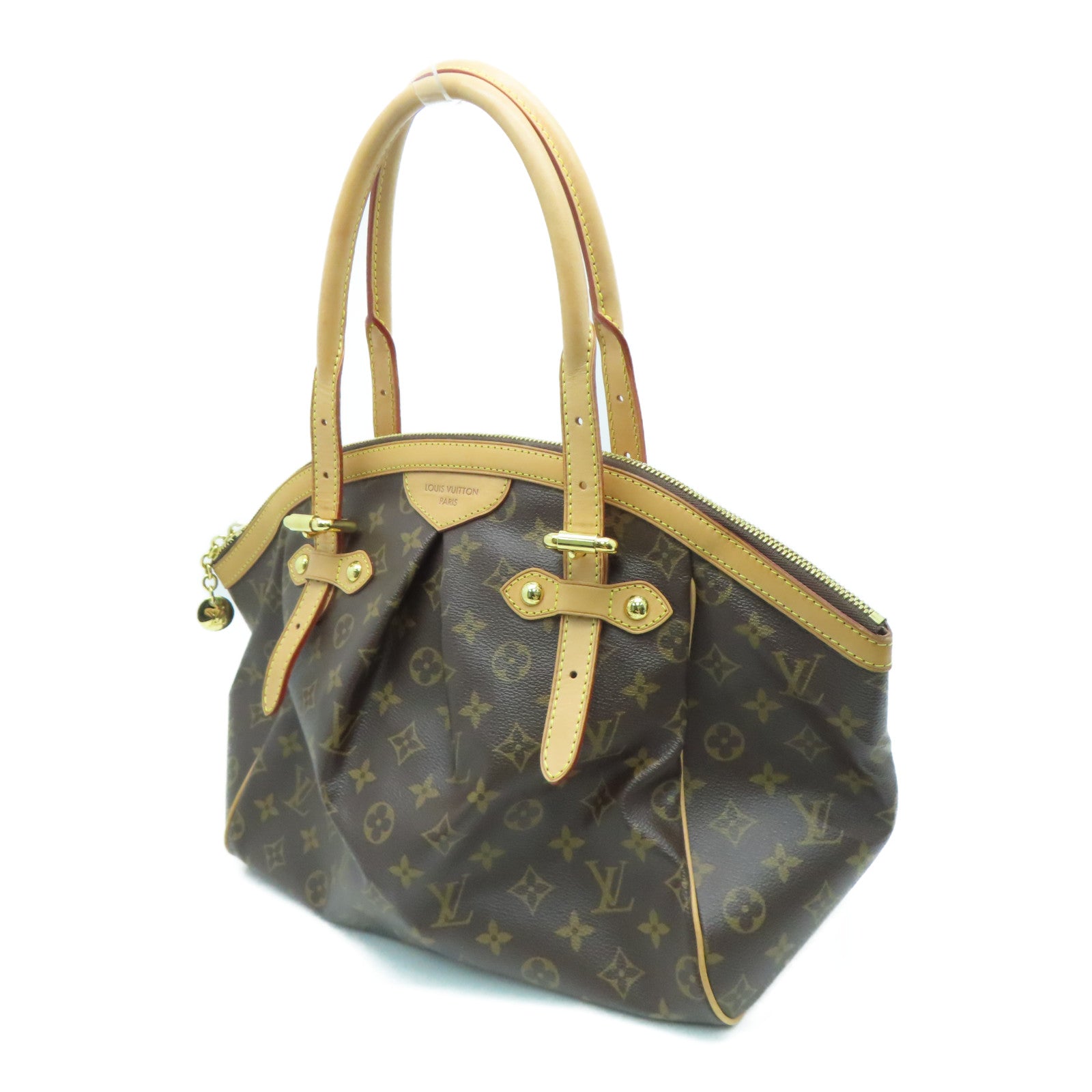 LOUIS VUITTON Monogram Tivoli GM gold buckle handle bag / shoulder bag brown