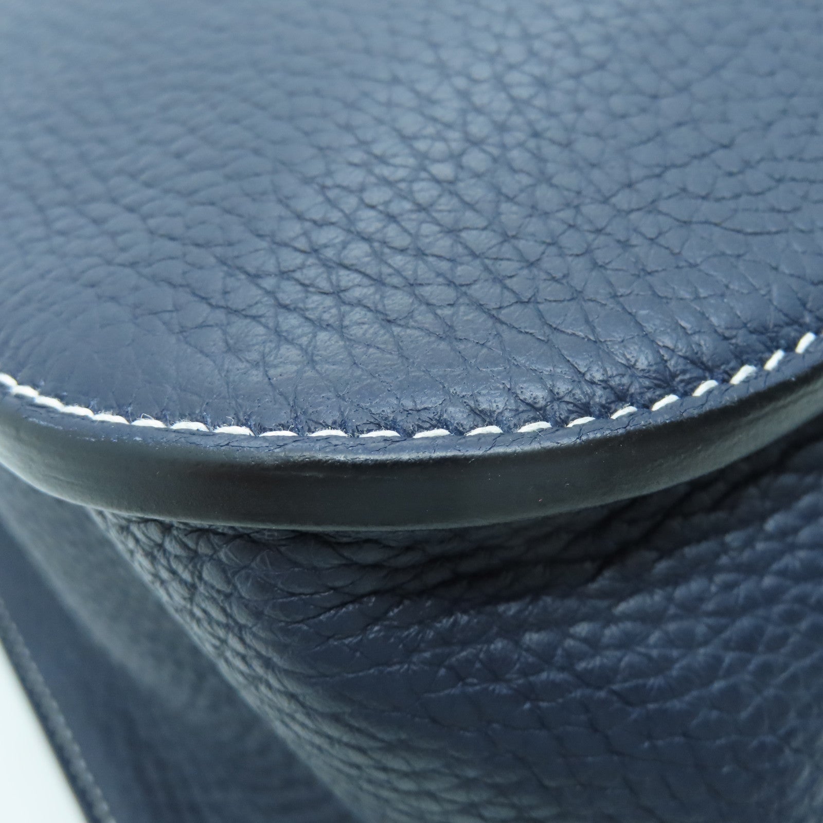 HERMES Taurillon Clemence皮革Halzan 31銀扣手挽肩背兩用袋藍色