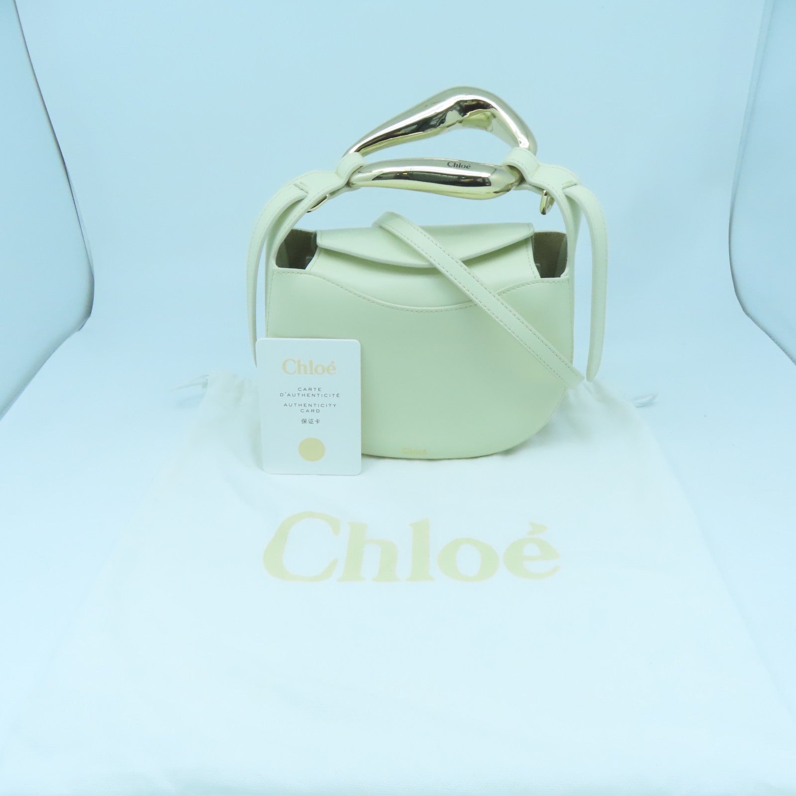 Chloe 牛皮皮革2 Way Shoulder金扣手挽肩背兩用袋白色