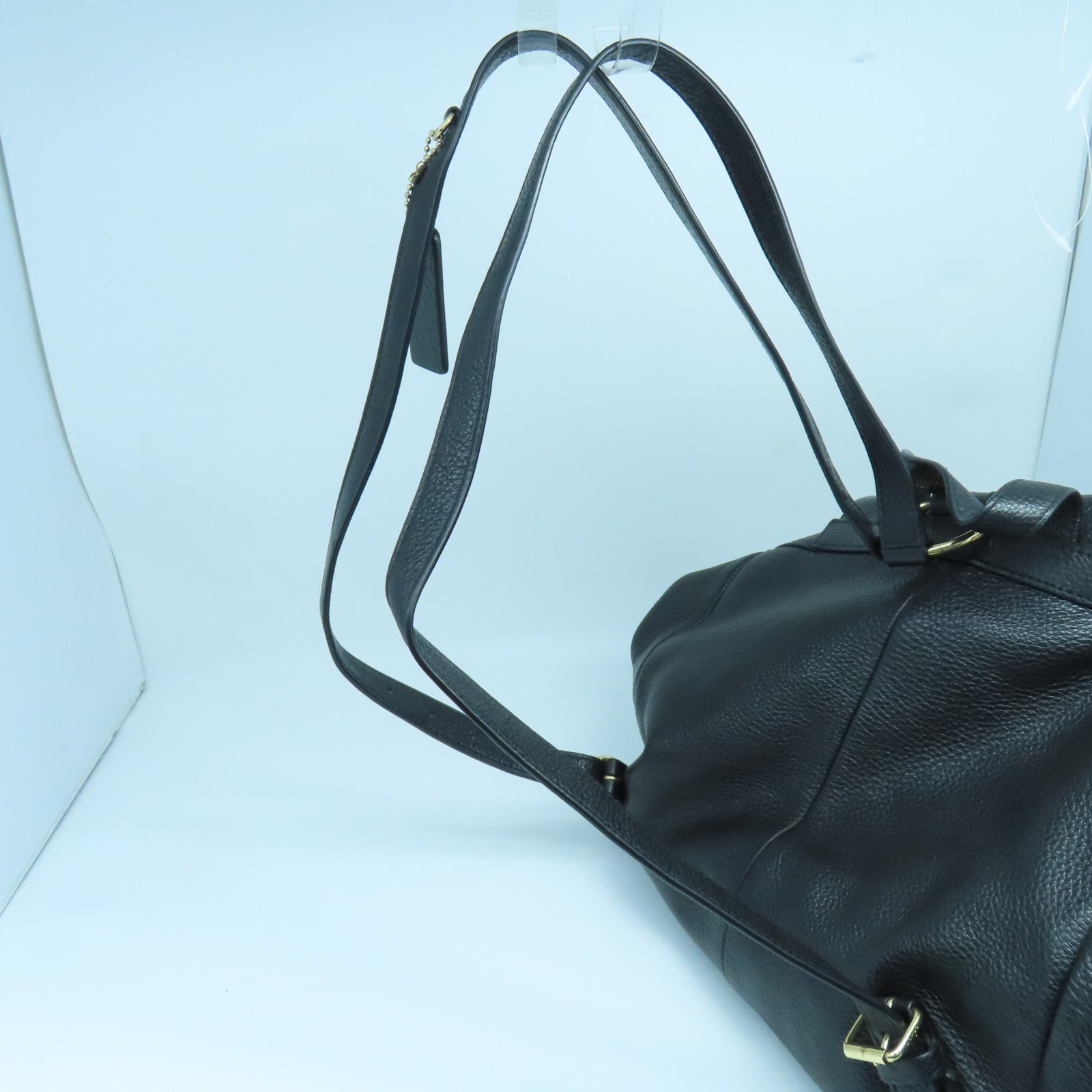 COACH 牛皮皮革Rucksack金扣背包黑色