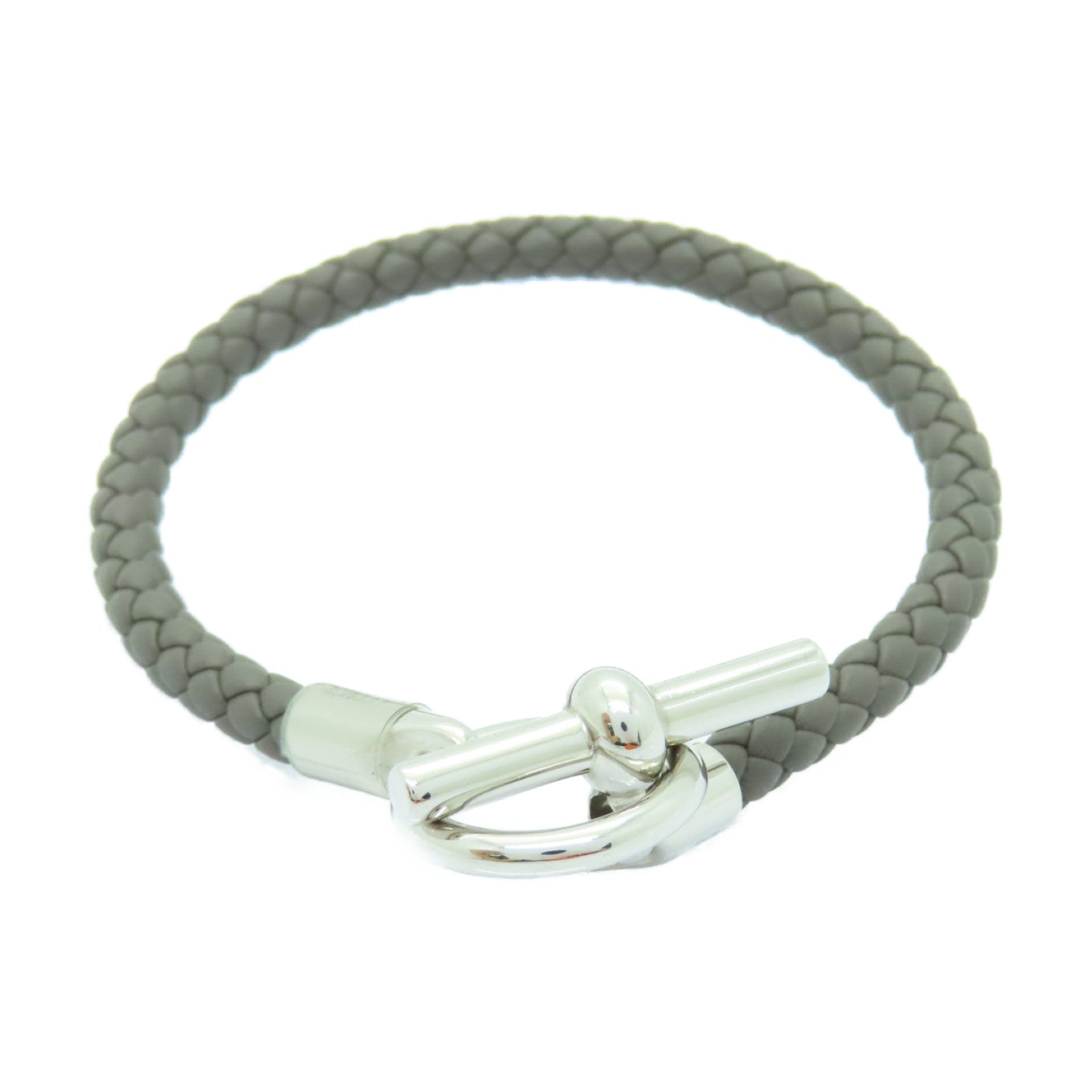 HERMES Swift皮革Glenan Bracelet銀扣手鏈Etain錫灰色