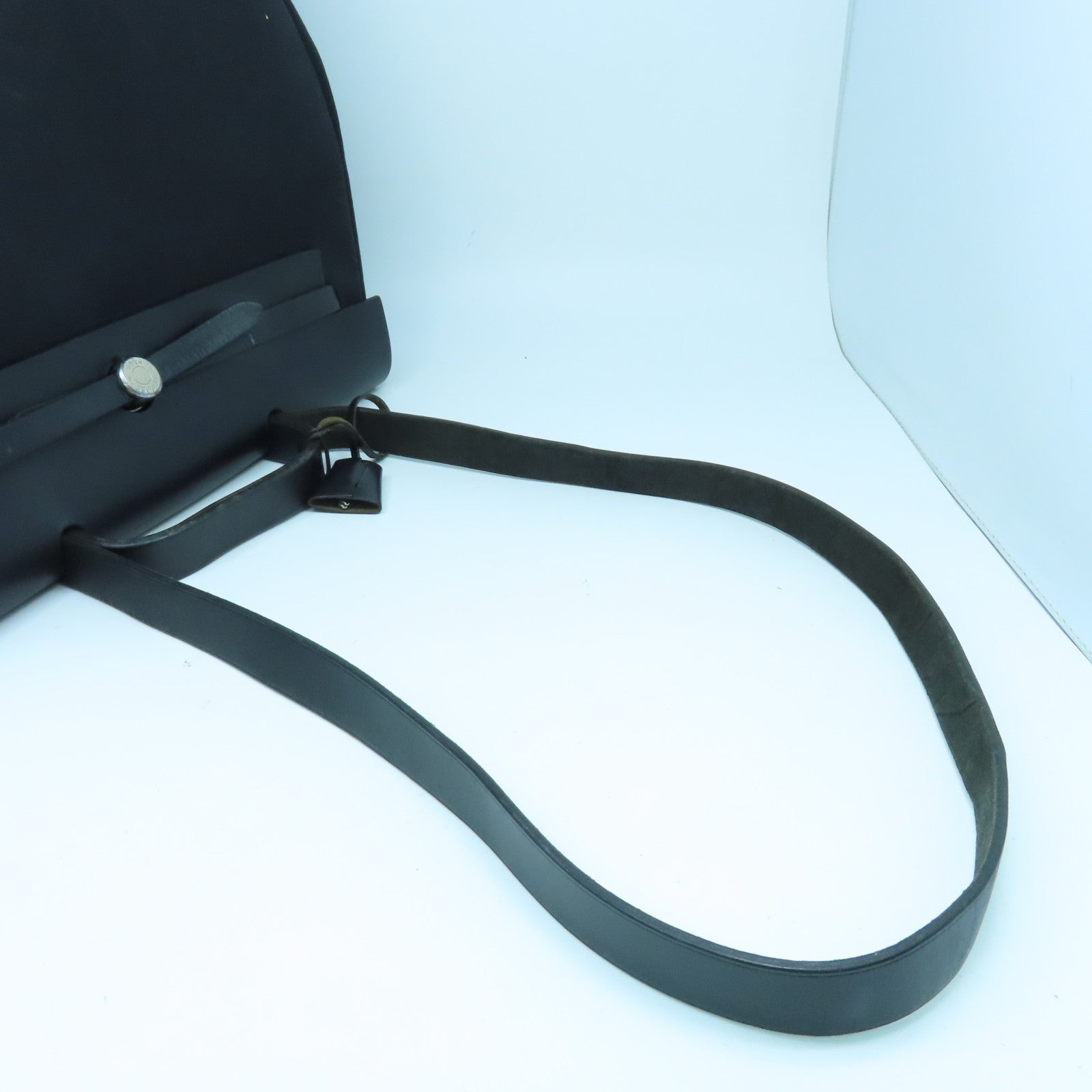 HERMES 帆布Herbag GM銀扣手挽肩背兩用袋黑色