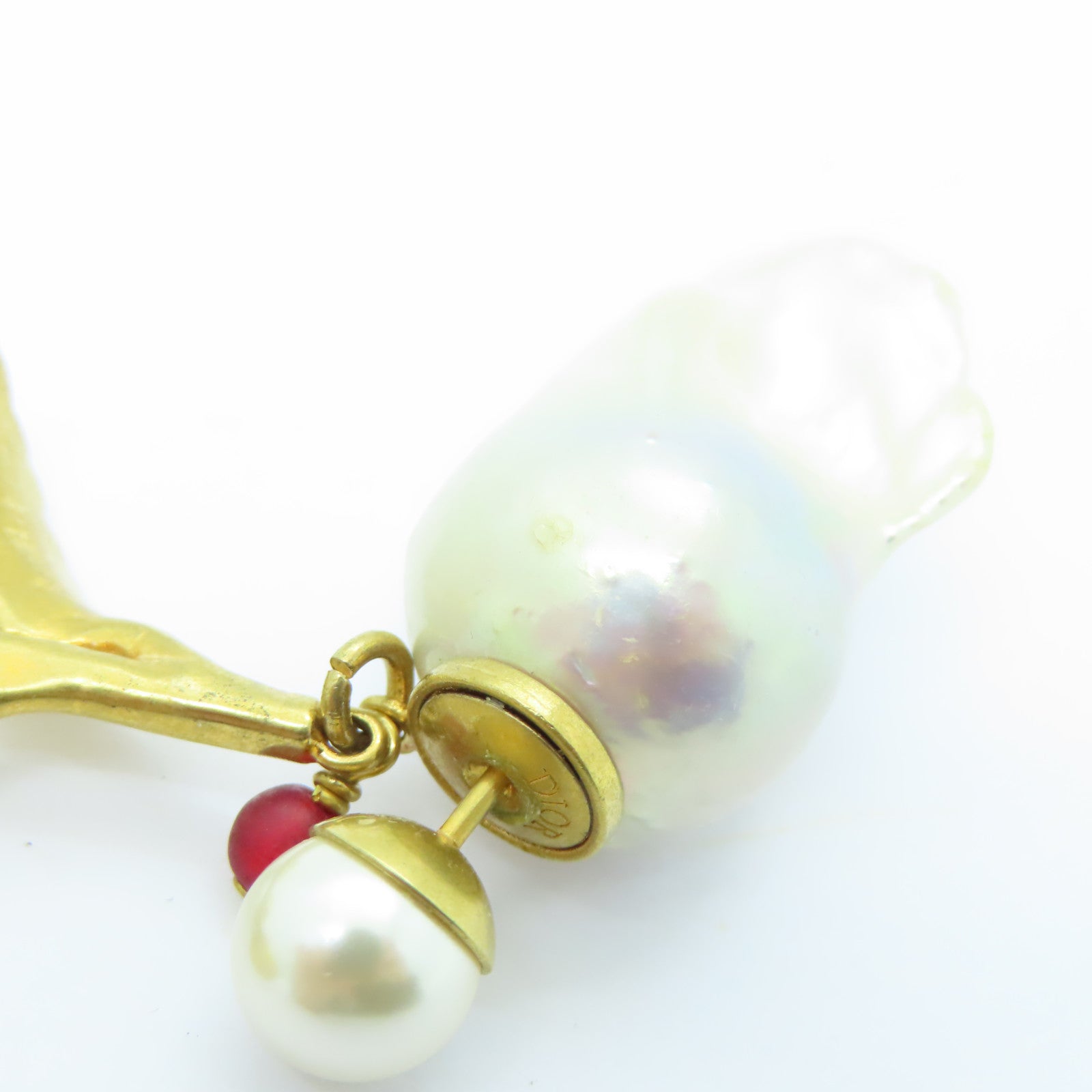 Dior 金屬/PVC Earrings耳環白色/金色