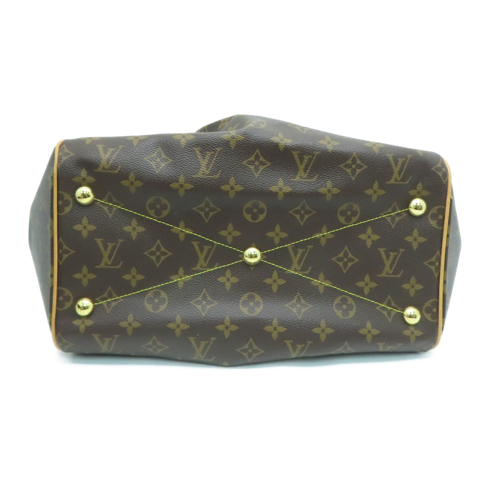 LOUIS VUITTON Monogram Tivoli GM gold buckle handle bag / shoulder bag brown