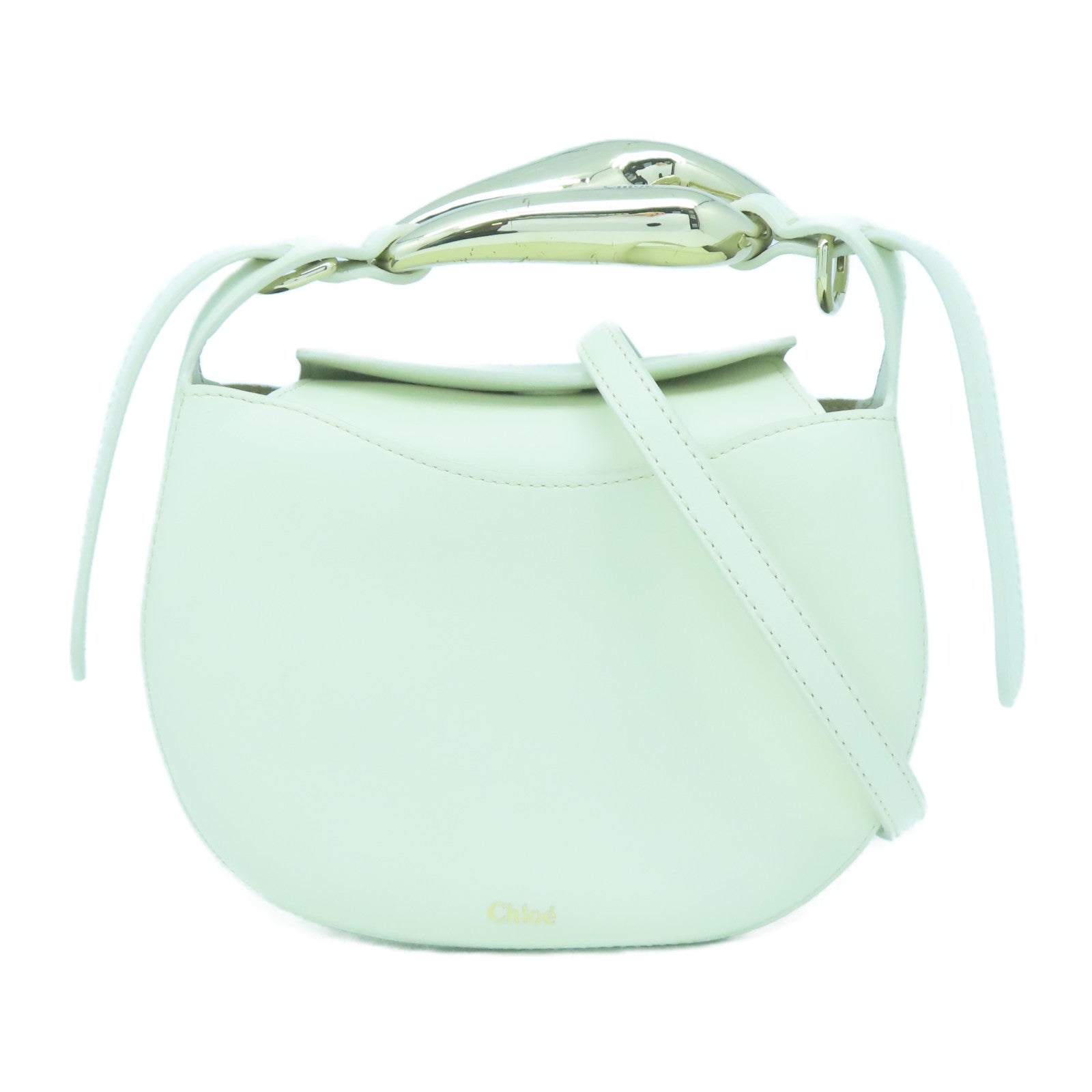 Chloe 牛皮皮革2 Way Shoulder金扣手挽肩背兩用袋白色