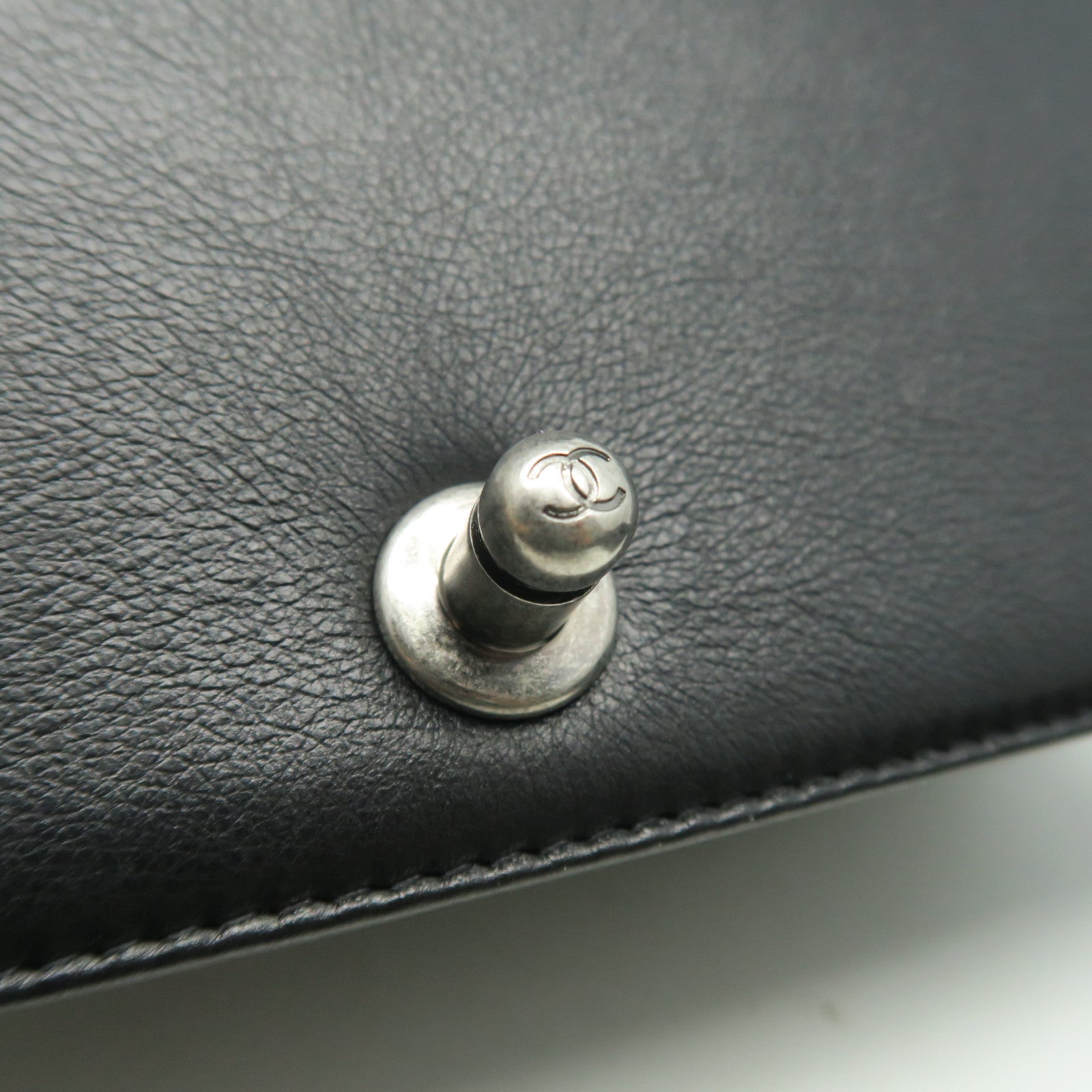 CHANEL Diamond Sheepskin Leather Boy Chanel 25cm Silver Buckle Chain Shoulder Bag Black