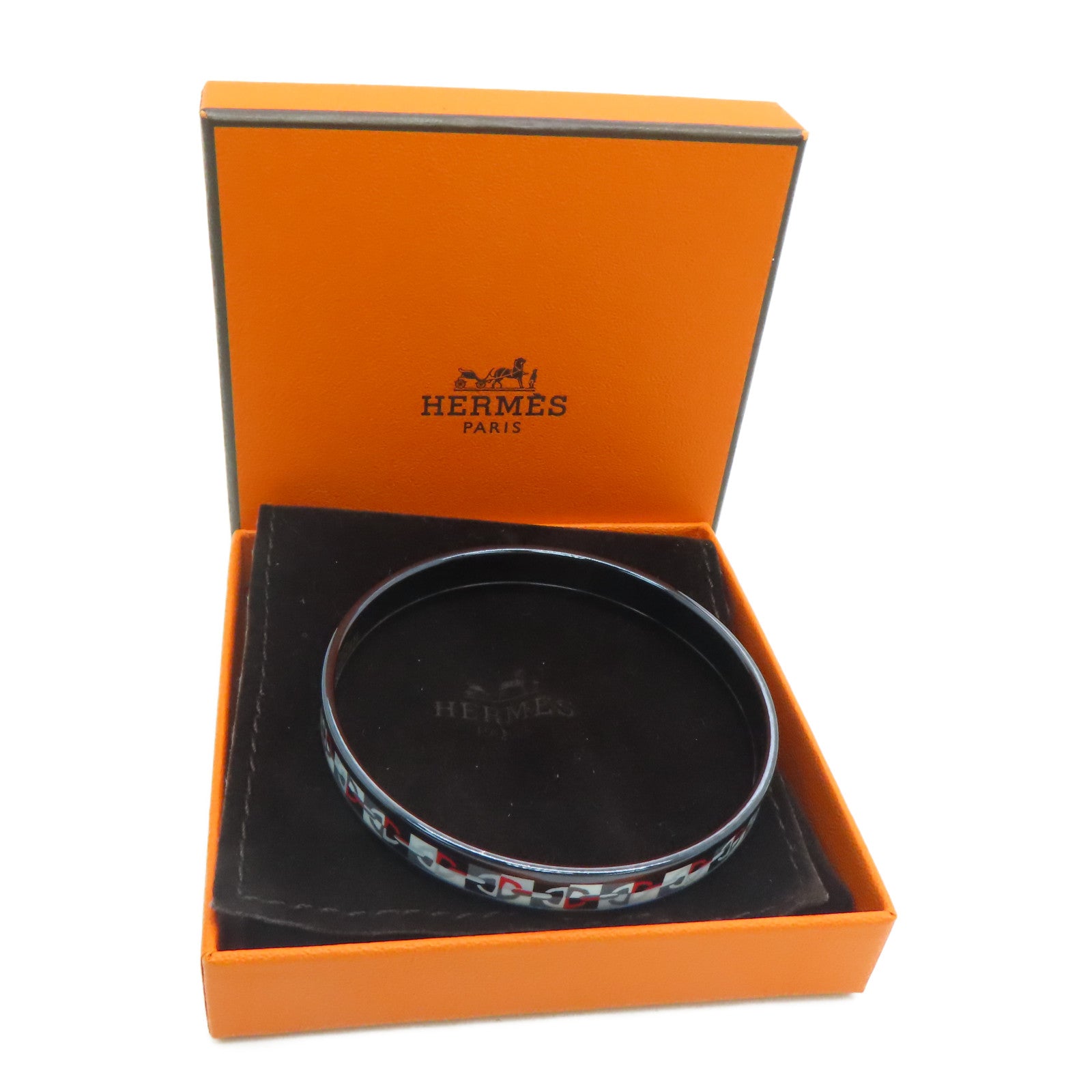 HERMES Ceramic Bangle Black/Color