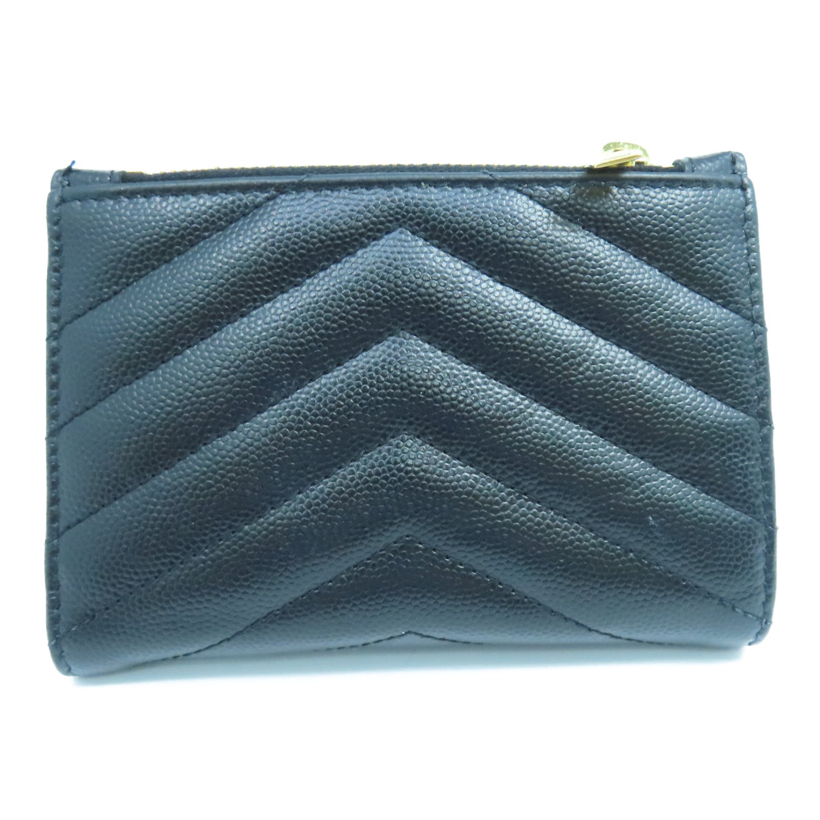 SAINT LAURENT Fold Wallet Gold Buckle Long Wallet in Twill Calfskin Leather