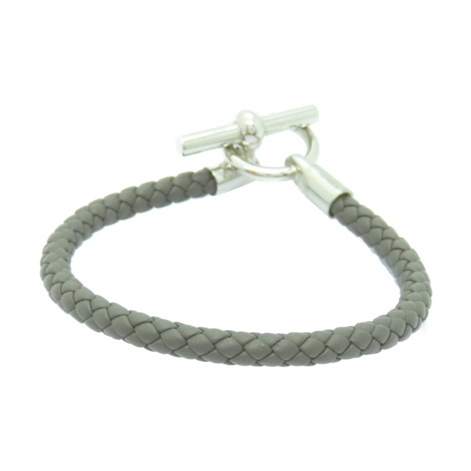 HERMES Swift皮革Glenan Bracelet銀扣手鏈Etain錫灰色