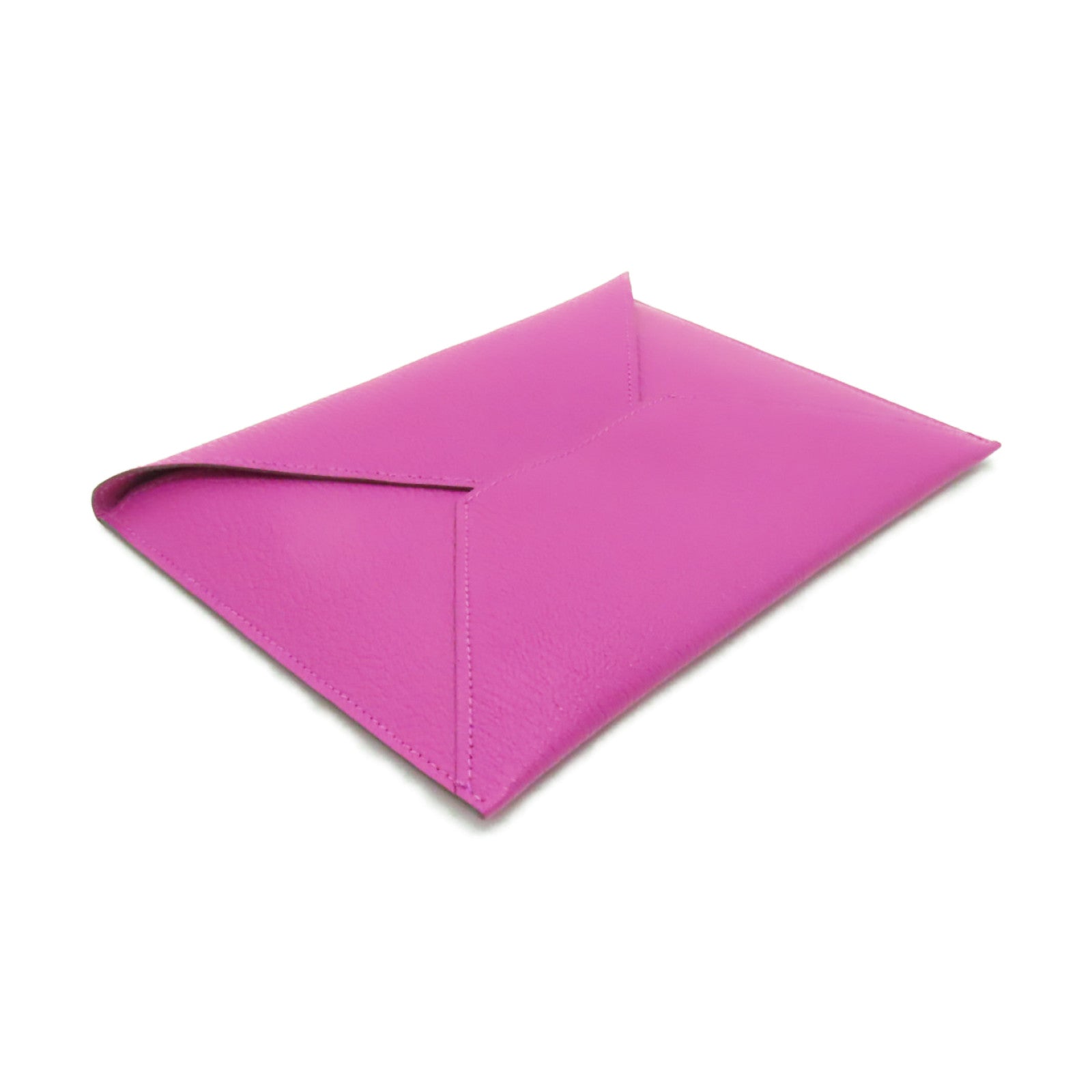 HERMES Chevre皮革Envelope Trio Wallet銀扣手提包紫色/橙色/芥末色