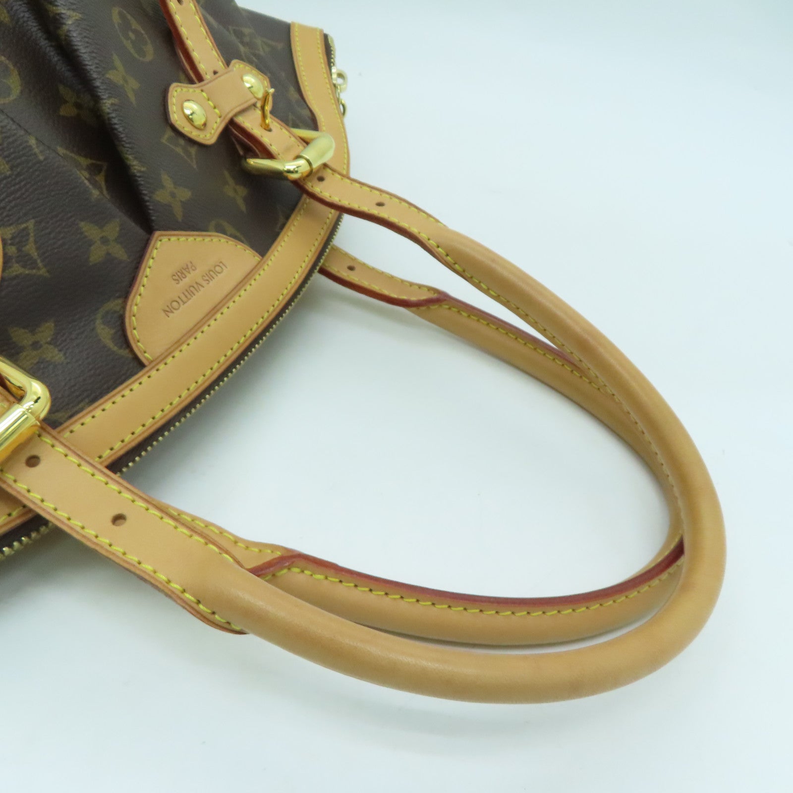 LOUIS VUITTON Monogram Tivoli GM gold buckle handle bag / shoulder bag brown