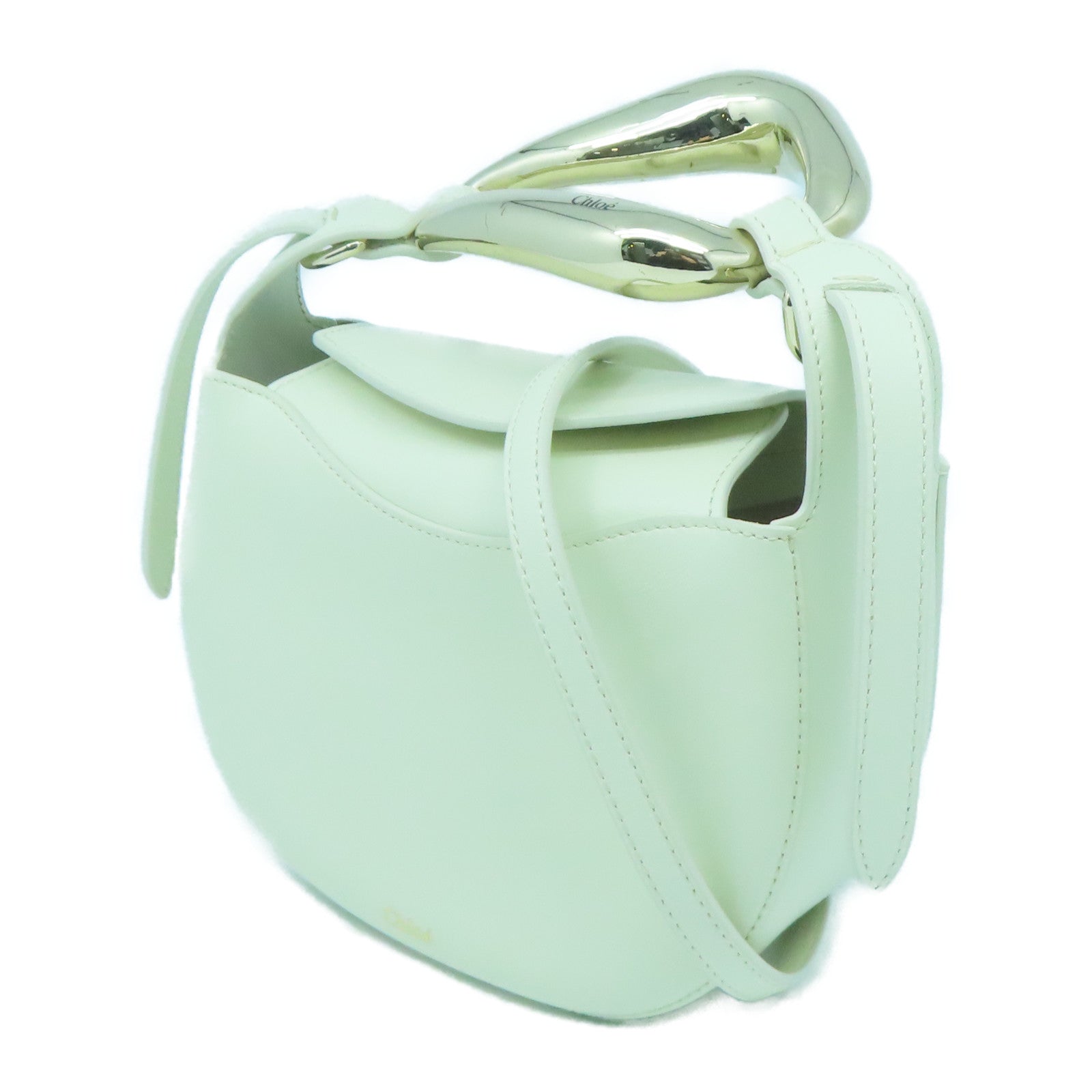 Chloe 牛皮皮革2 Way Shoulder金扣手挽肩背兩用袋白色