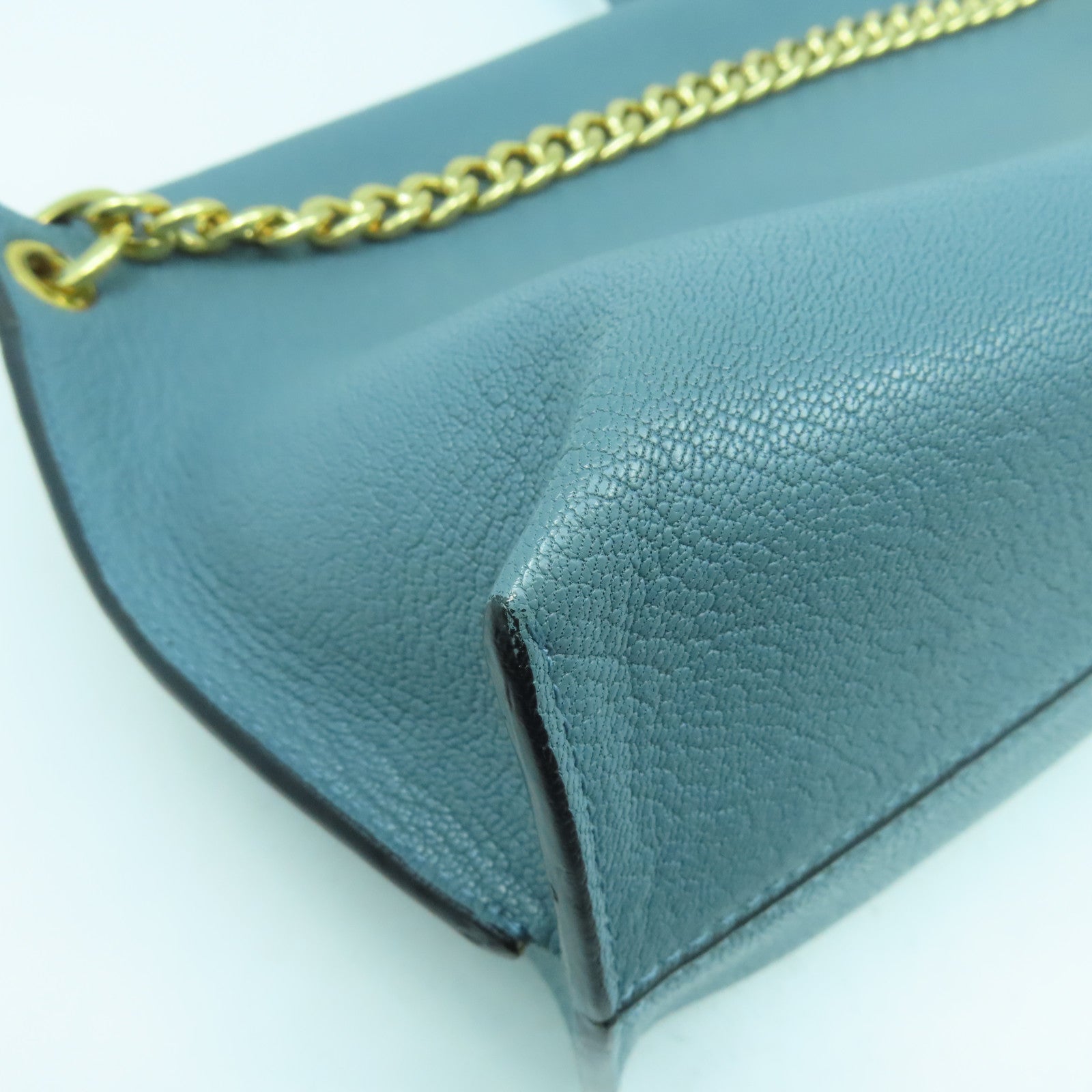 LOEWE 牛皮皮革Avenue Shoulder Bag金扣鏈帶肩背袋淺藍色