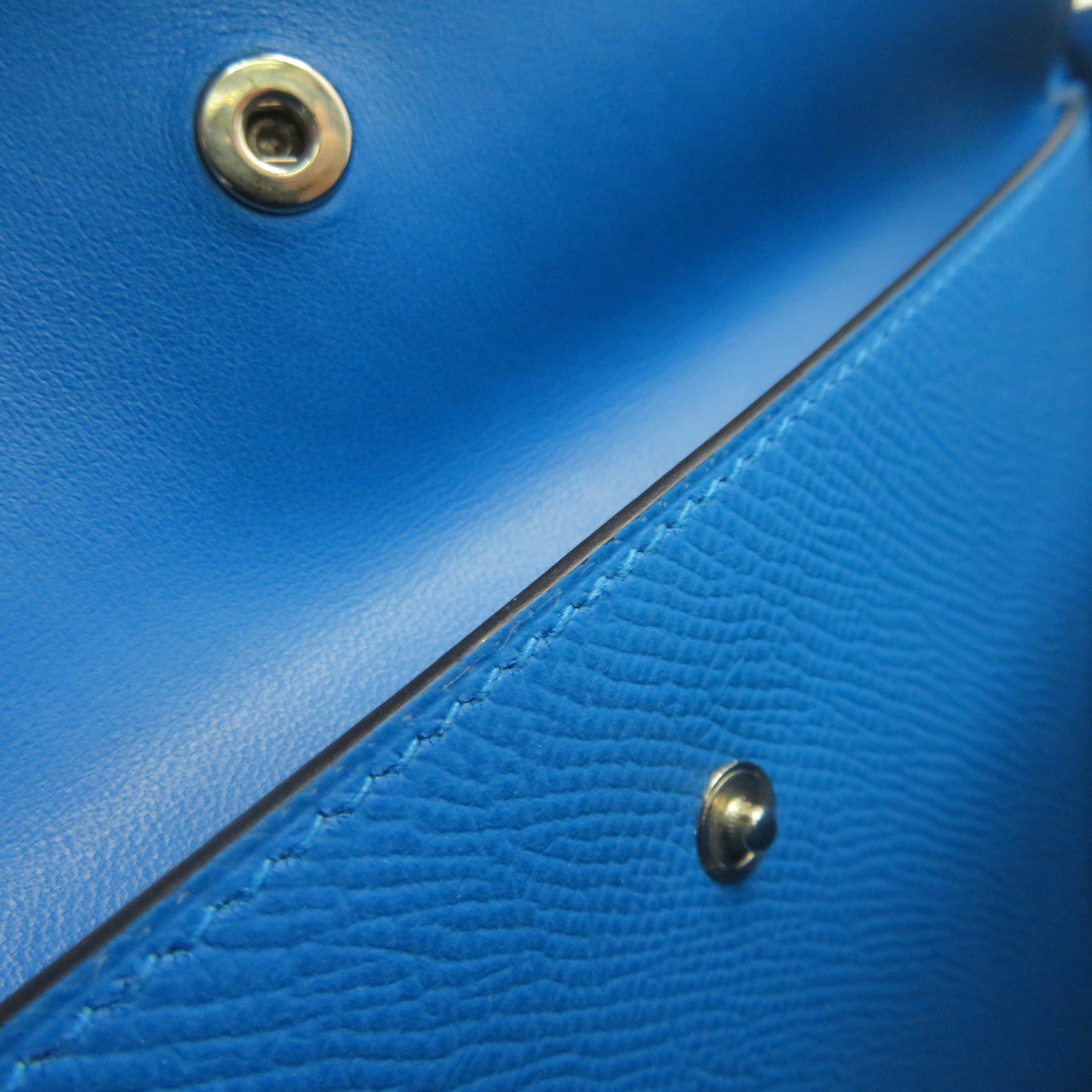 HERMES Epsom皮革Verrou 21 Shoulder Bag銀扣肩背袋Blue Zanzibar藍色