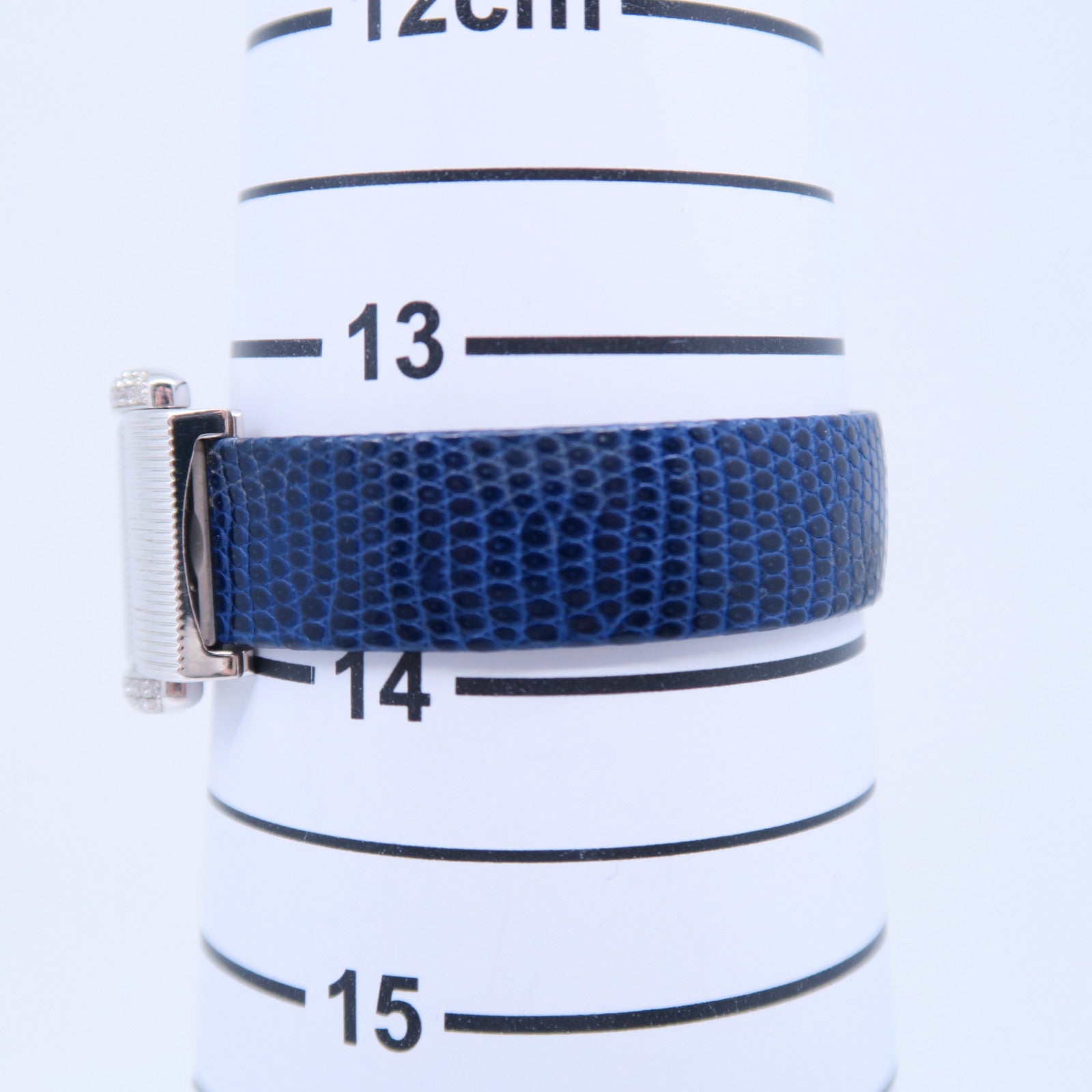 PIAGET 18K白金Protocol石英手錶藍色皮帶#13.5cm