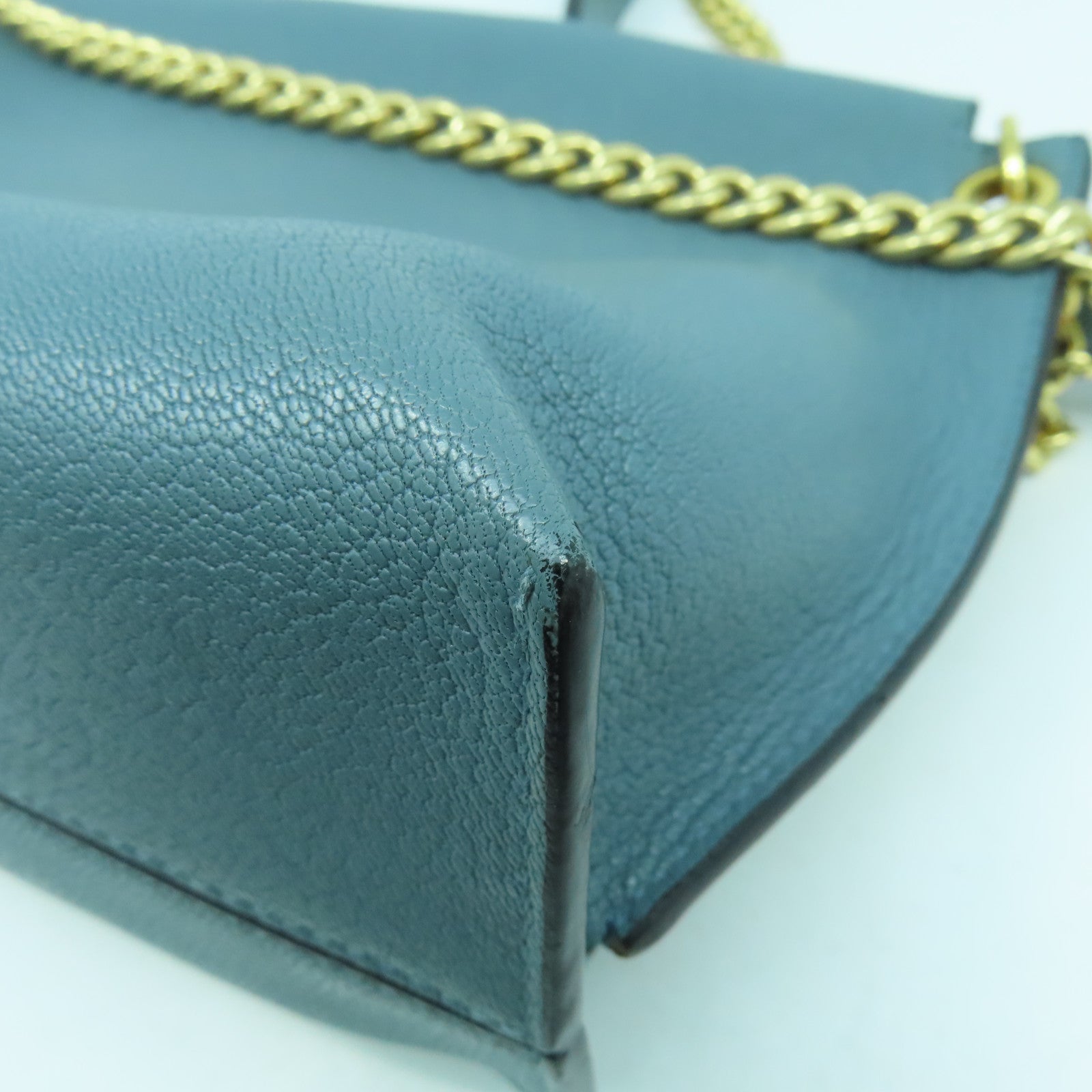 LOEWE 牛皮皮革Avenue Shoulder Bag金扣鏈帶肩背袋淺藍色