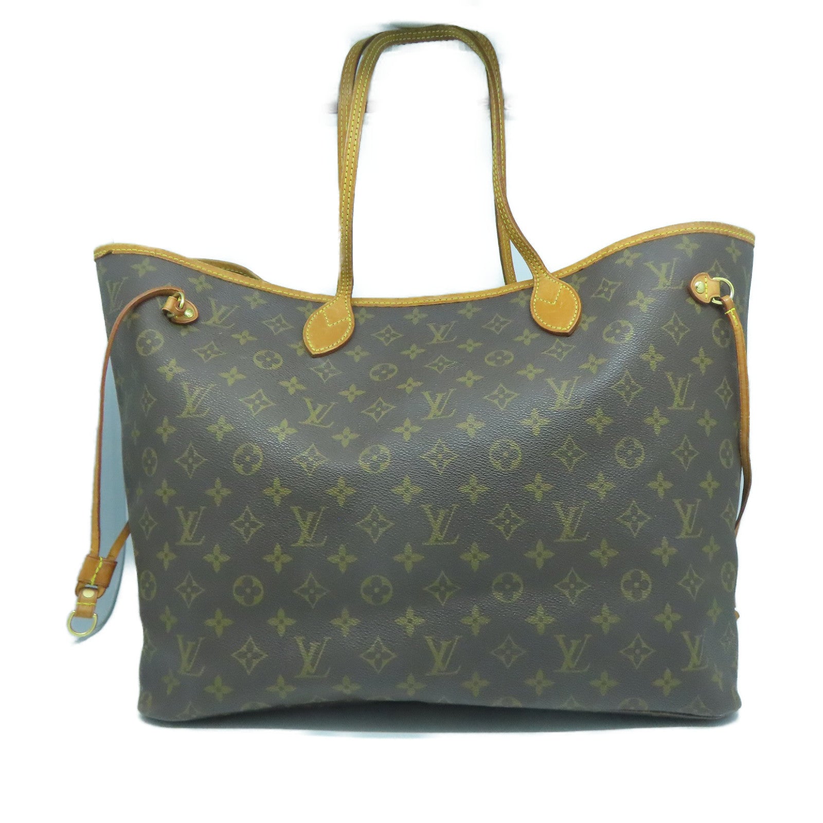 LOUIS VUITTON Monogram Neverfull GM金扣手挽袋啡色
