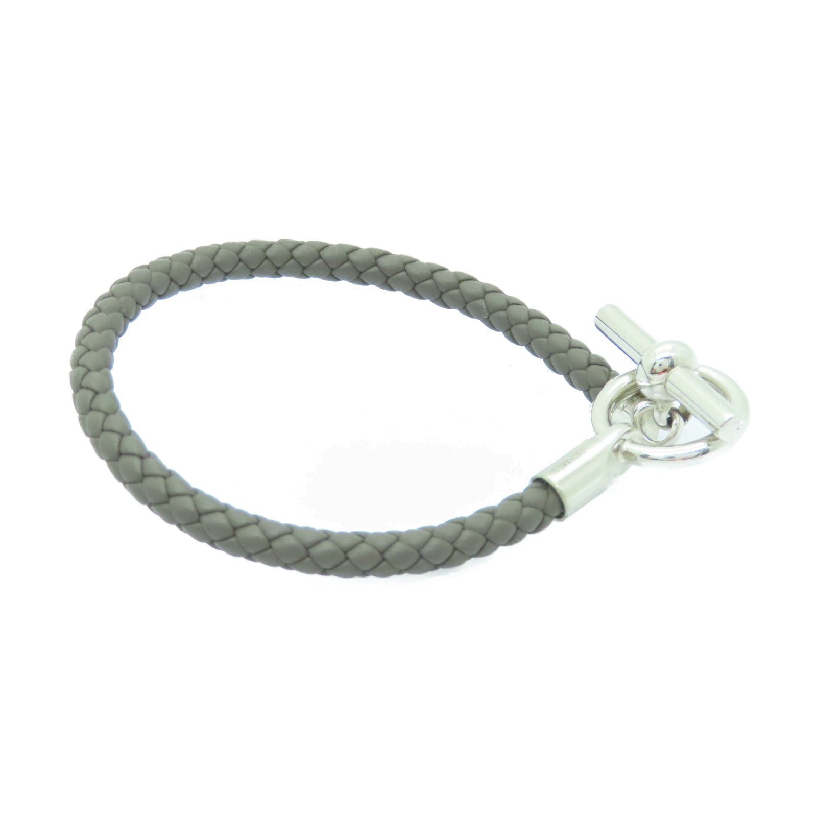 HERMES Swift皮革Glenan Bracelet銀扣手鏈Etain錫灰色