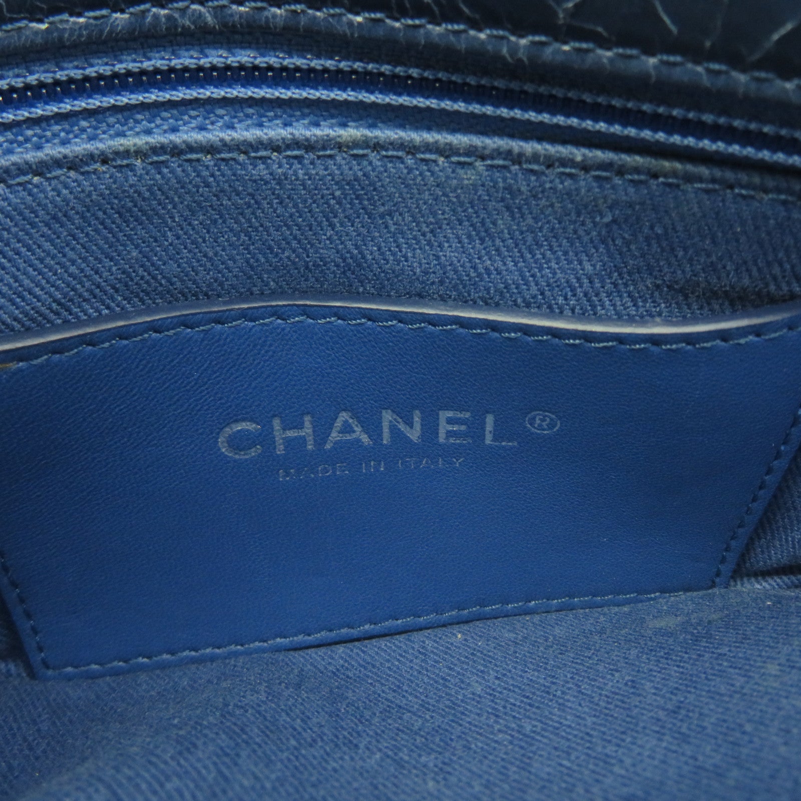 CHANEL 菱格牛皮皮革Chain Shoulder Bag银扣链带肩背袋绿蓝色