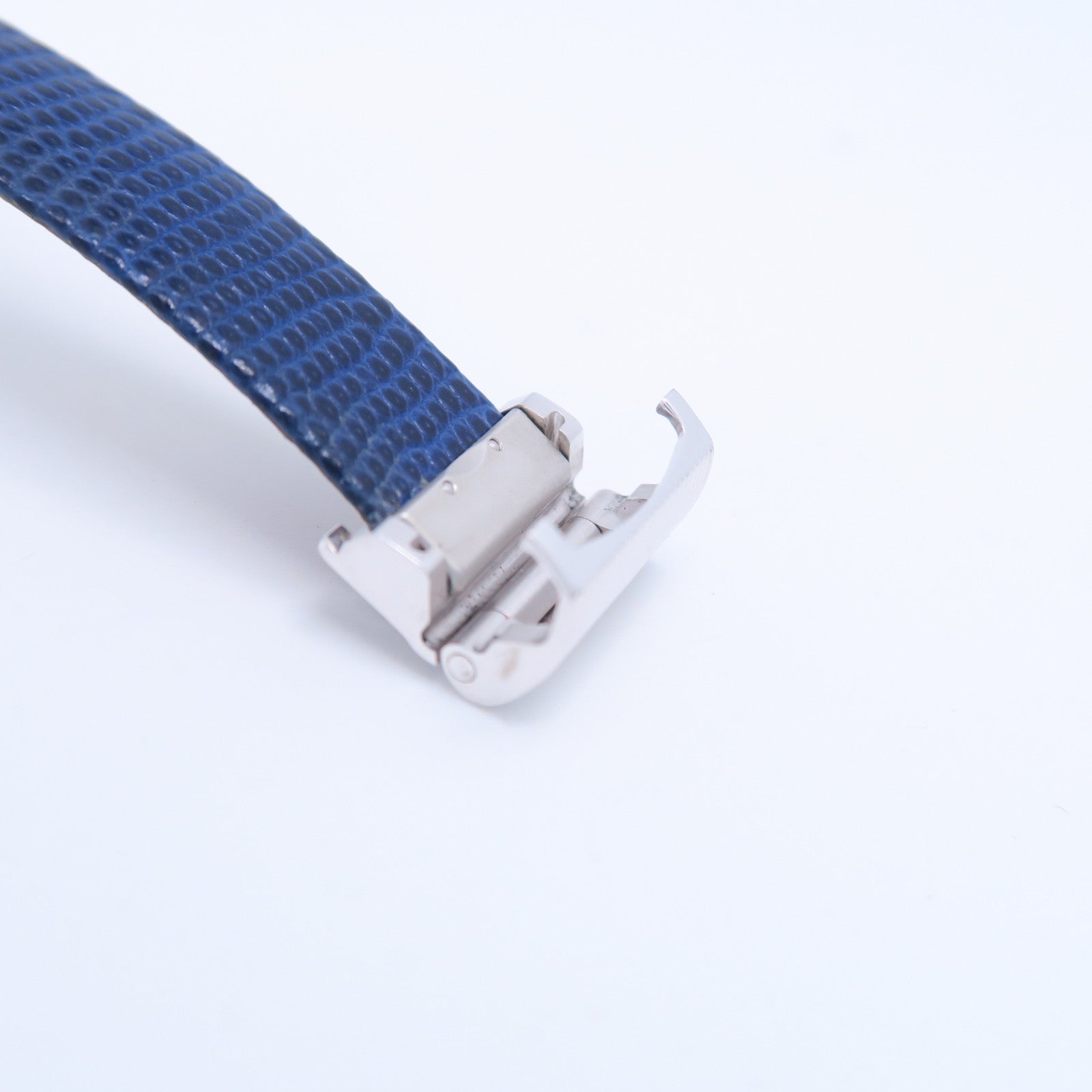 PIAGET 18K白金Protocol石英手錶藍色皮帶#13.5cm