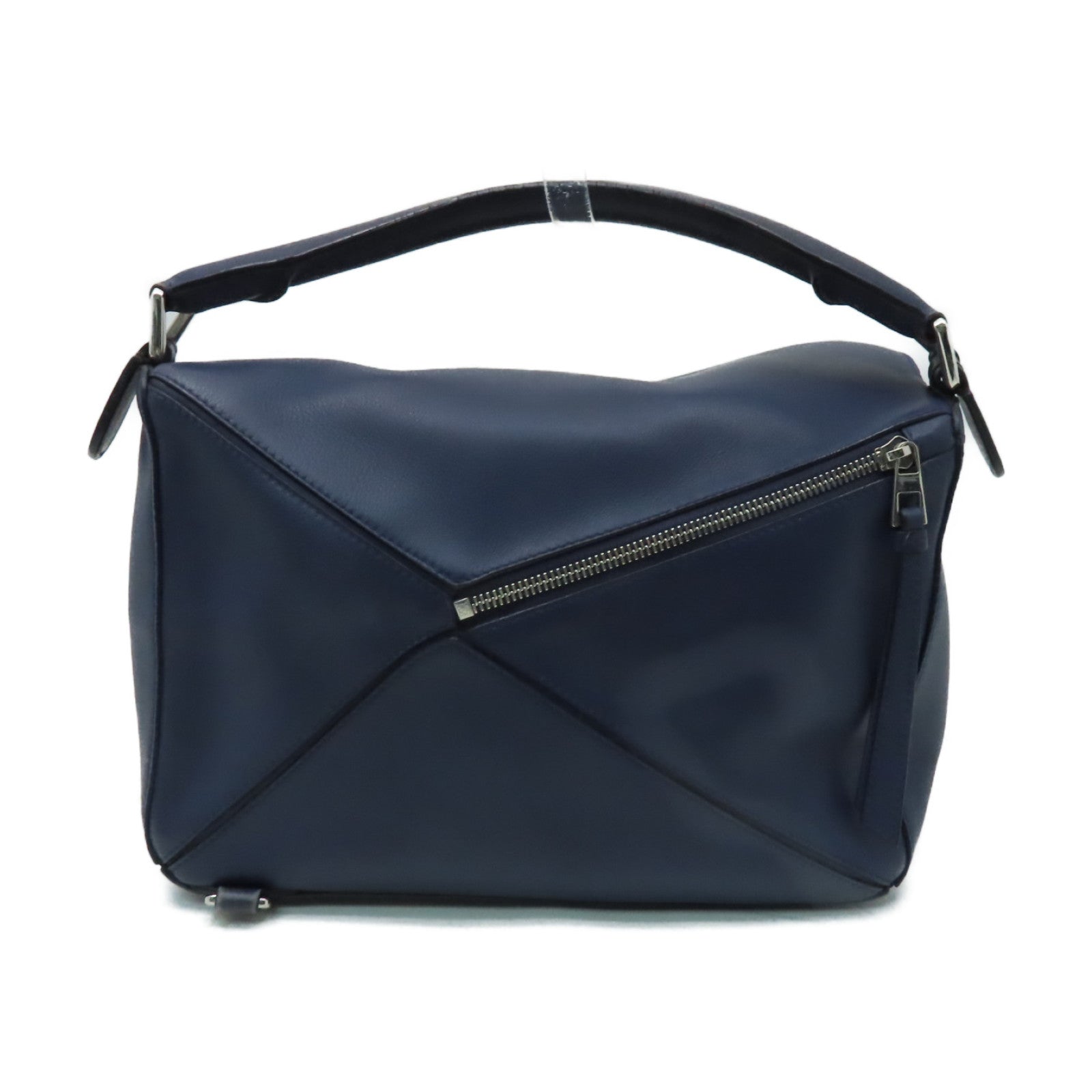 LOEWE 牛皮皮革2way Shoulder Bag銀扣手挽肩背兩用袋藍色