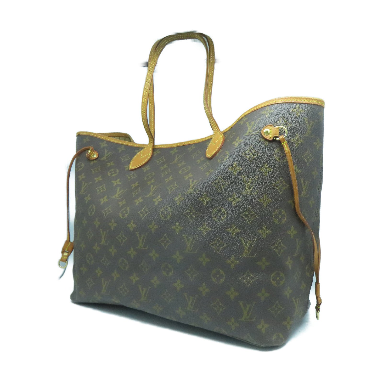 LOUIS VUITTON Monogram Neverfull GM金扣手挽袋啡色