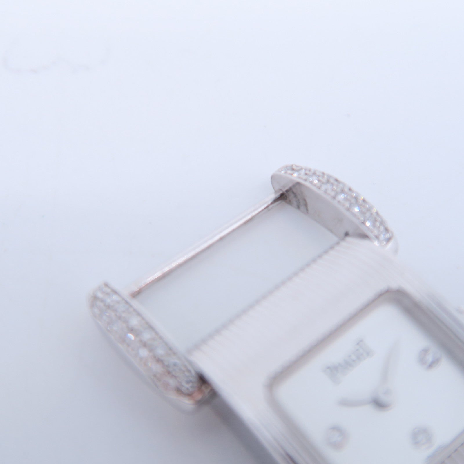 PIAGET 18K白金Protocol石英手錶藍色皮帶#13.5cm