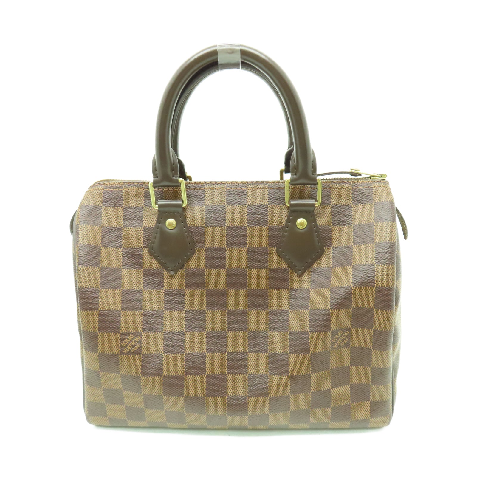 LOUIS VUITTON Damier Speedy 25金扣手挽袋棕色