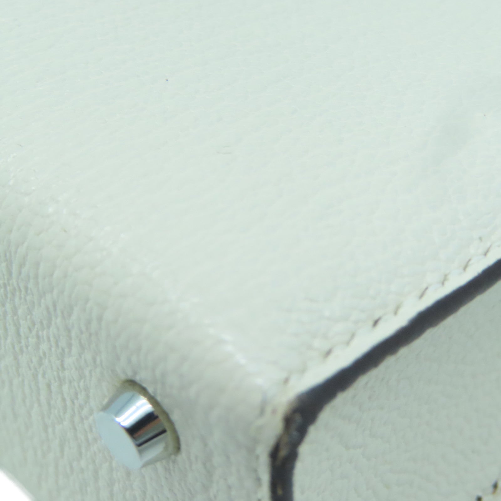 HERMES Mysore Goat Leather Mini Verrou Silver Buckle Shoulder Bag Nata White