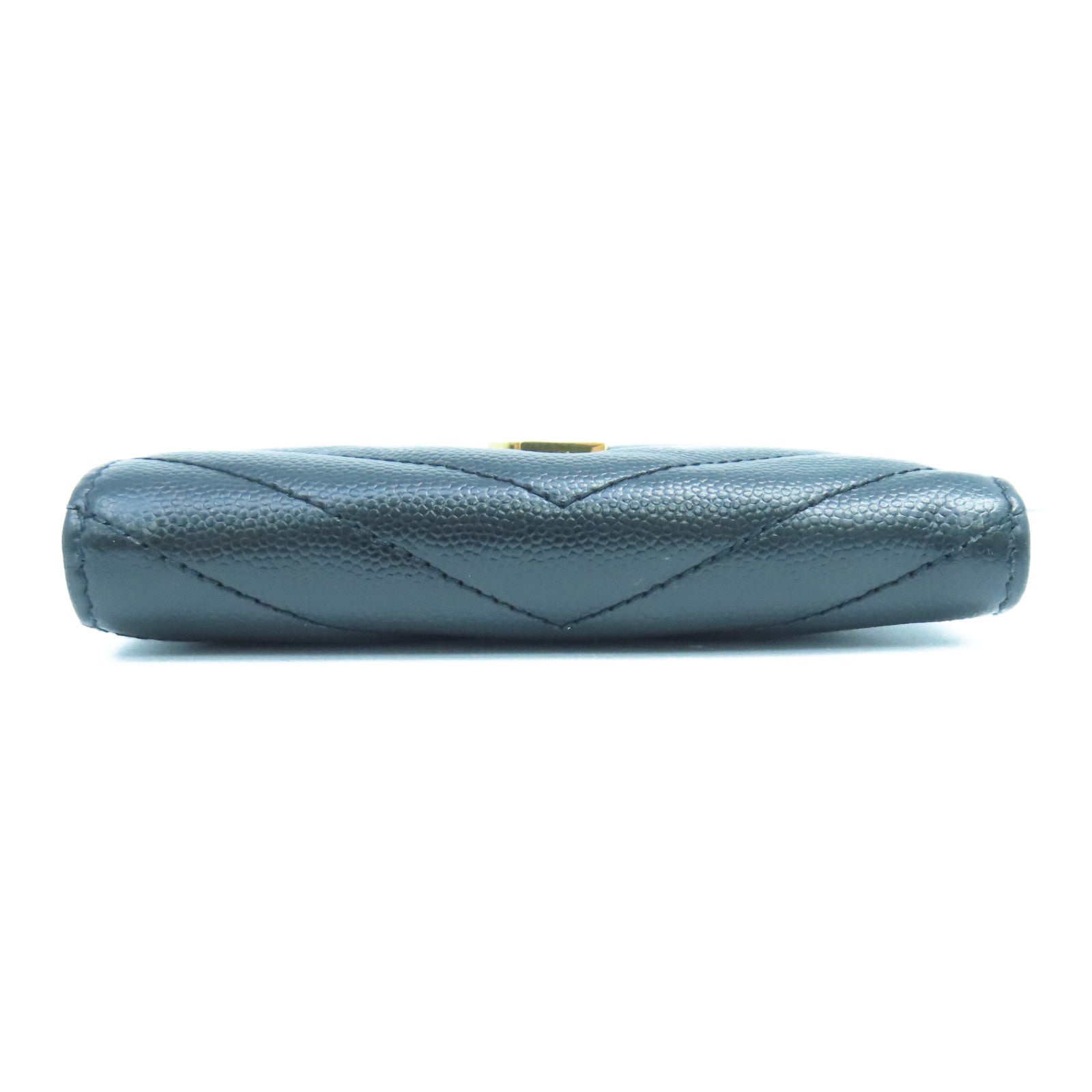SAINT LAURENT Fold Wallet Gold Buckle Long Wallet in Twill Calfskin Leather