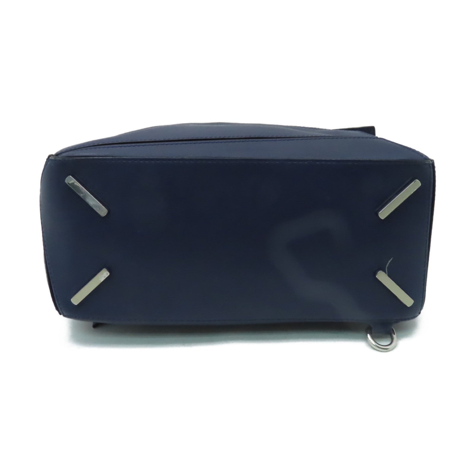 LOEWE 牛皮皮革2way Shoulder Bag銀扣手挽肩背兩用袋藍色