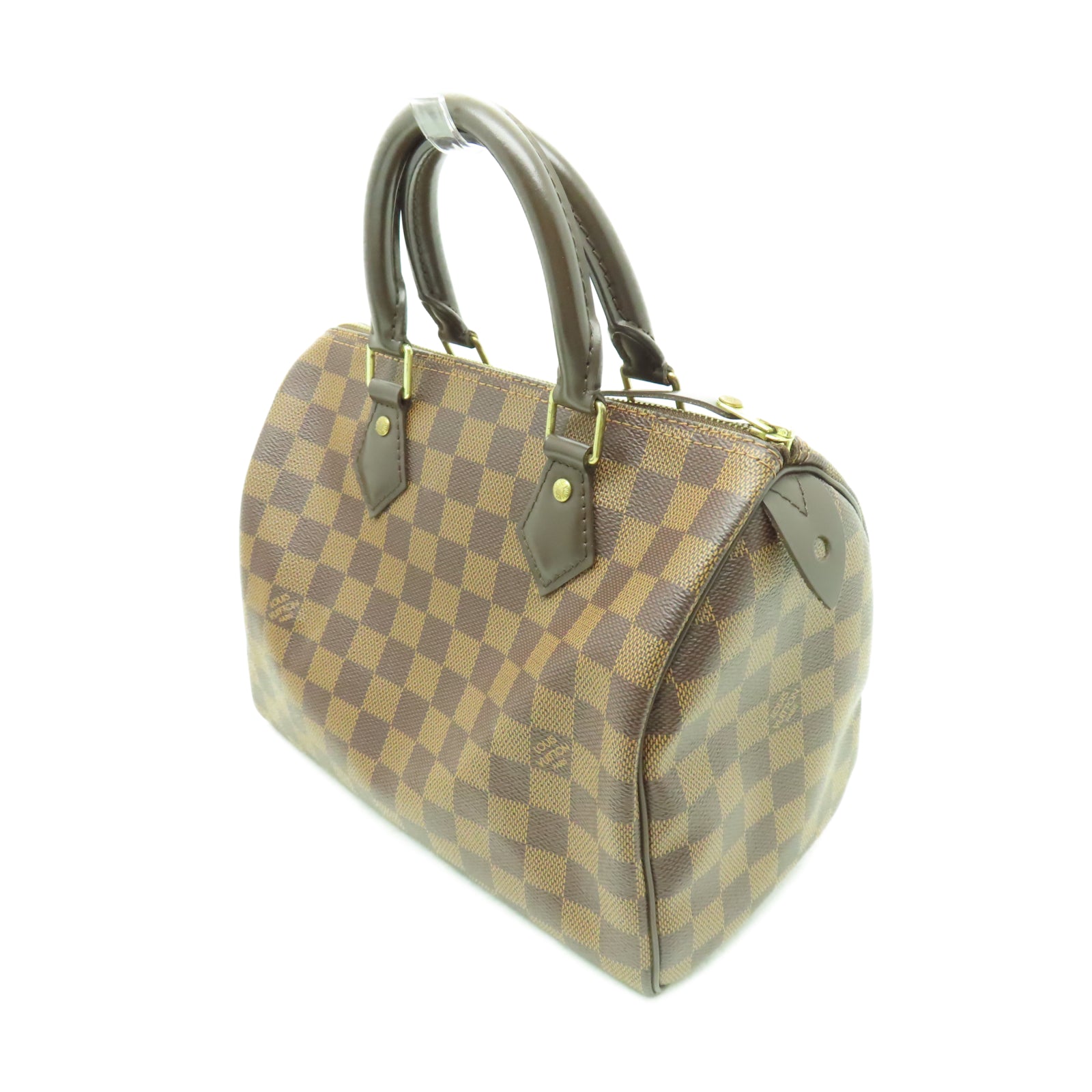 LOUIS VUITTON Damier Speedy 25金扣手挽袋棕色