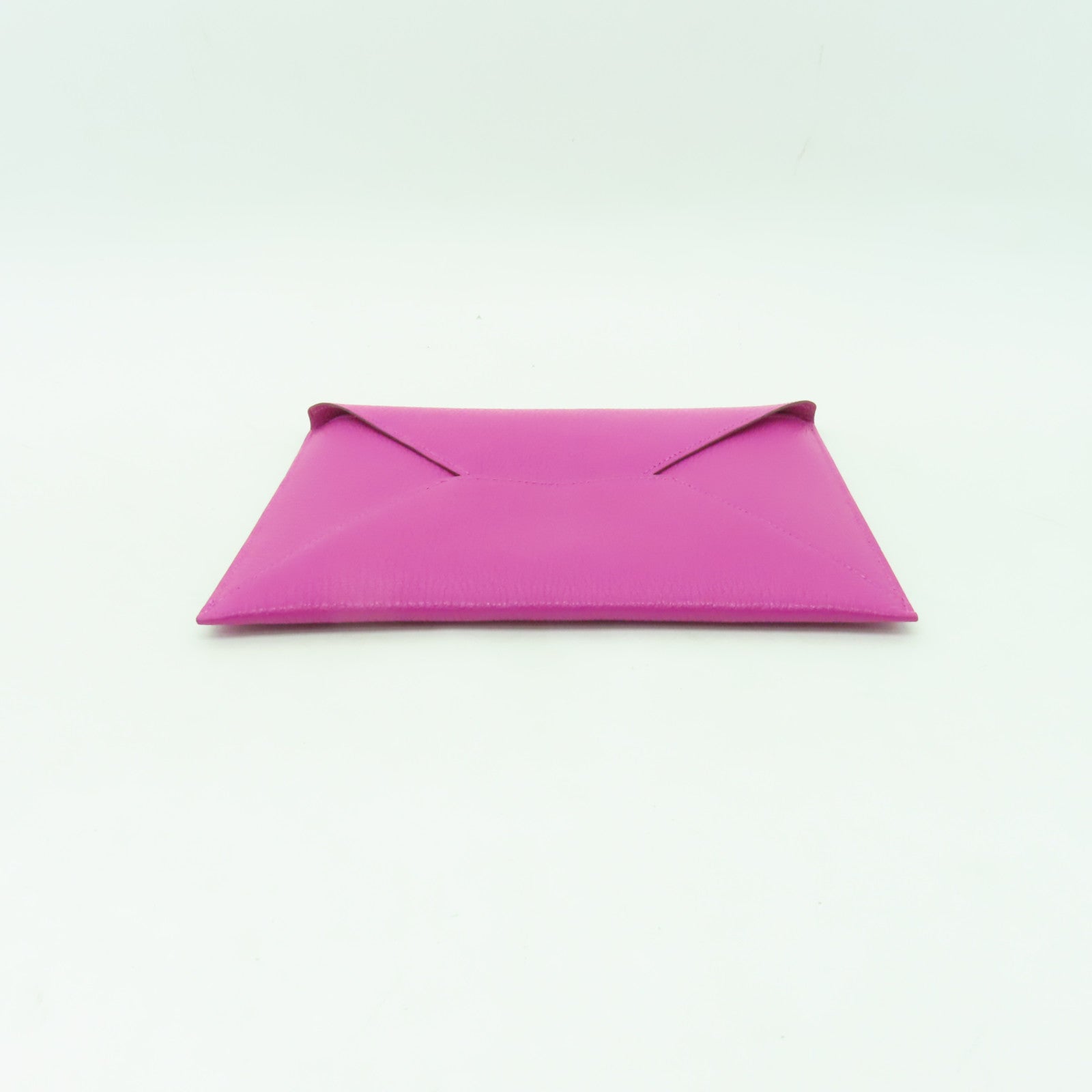 HERMES Chevre皮革Envelope Trio Wallet銀扣手提包紫色/橙色/芥末色