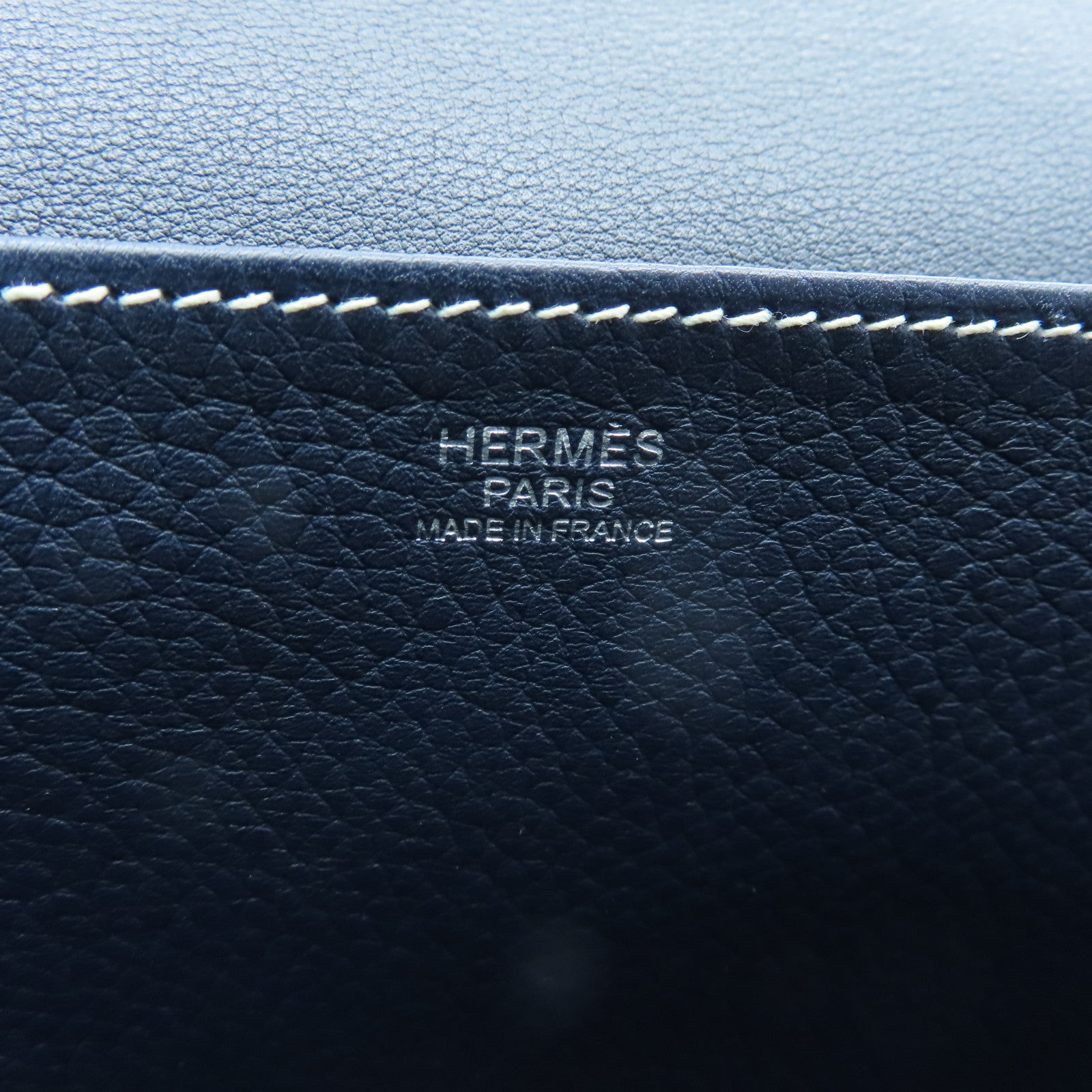 HERMES Taurillon Clemence皮革Halzan 31銀扣手挽肩背兩用袋藍色