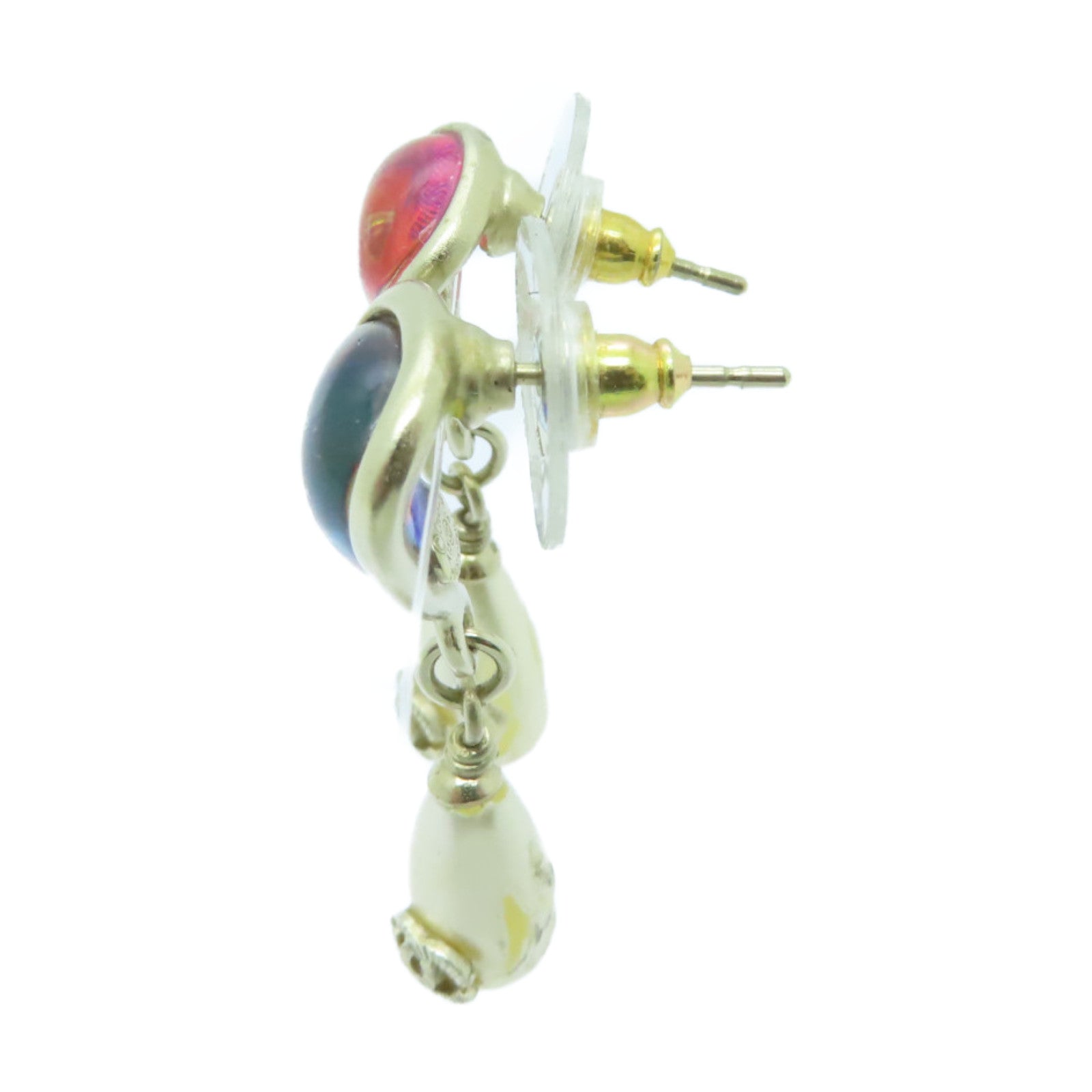CHANEL 金屬/PVC Earrings耳環白色/藍色/粉紅色