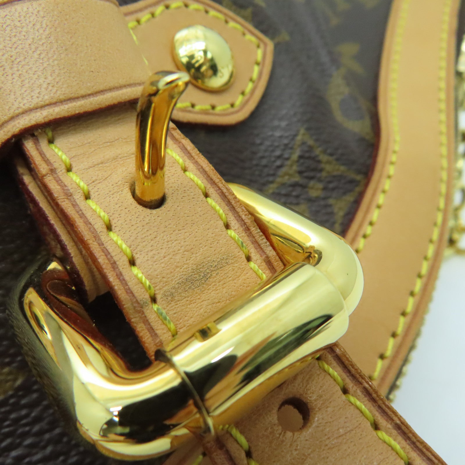 LOUIS VUITTON Monogram Tivoli GM gold buckle handle bag / shoulder bag brown
