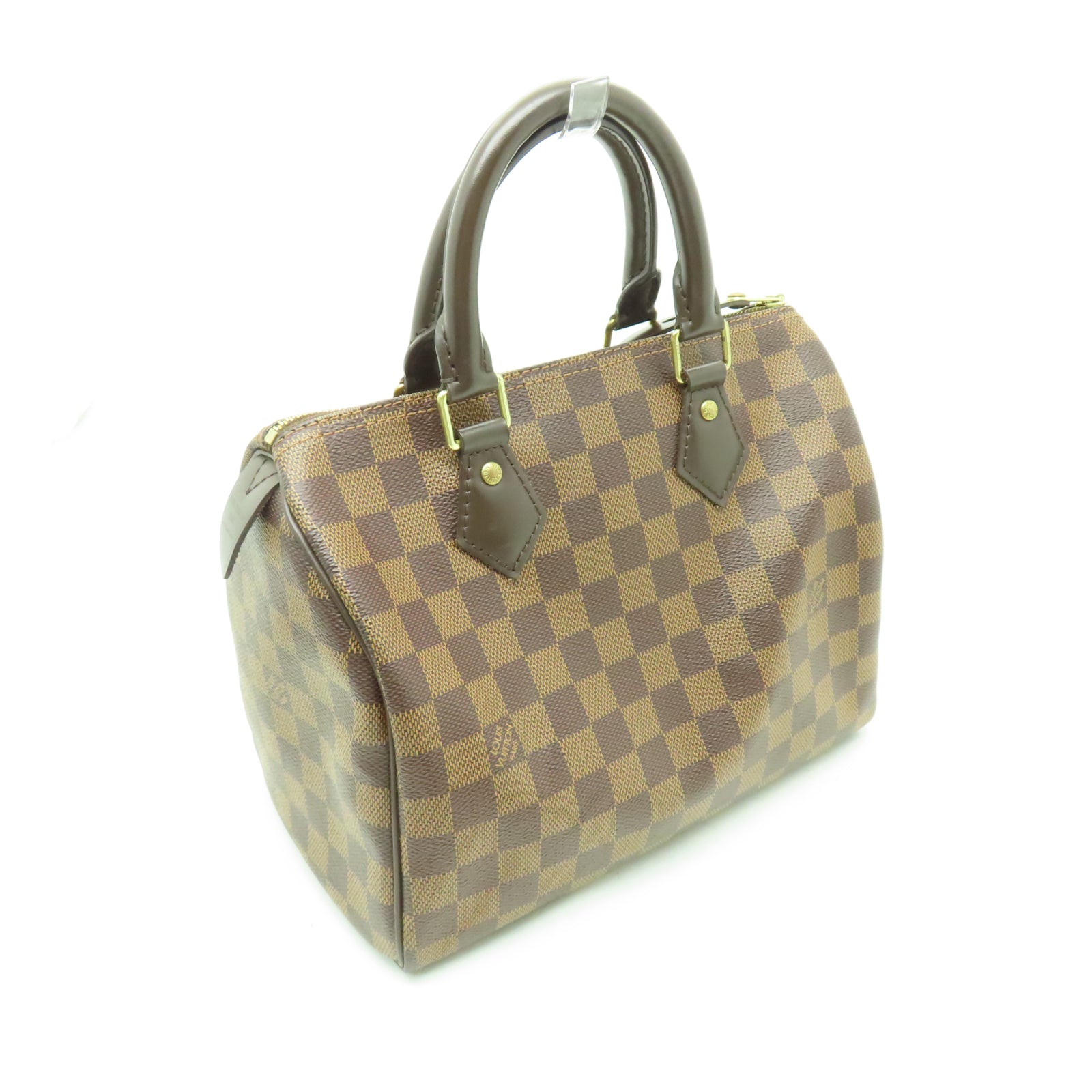LOUIS VUITTON Damier Speedy 25金扣手挽袋棕色