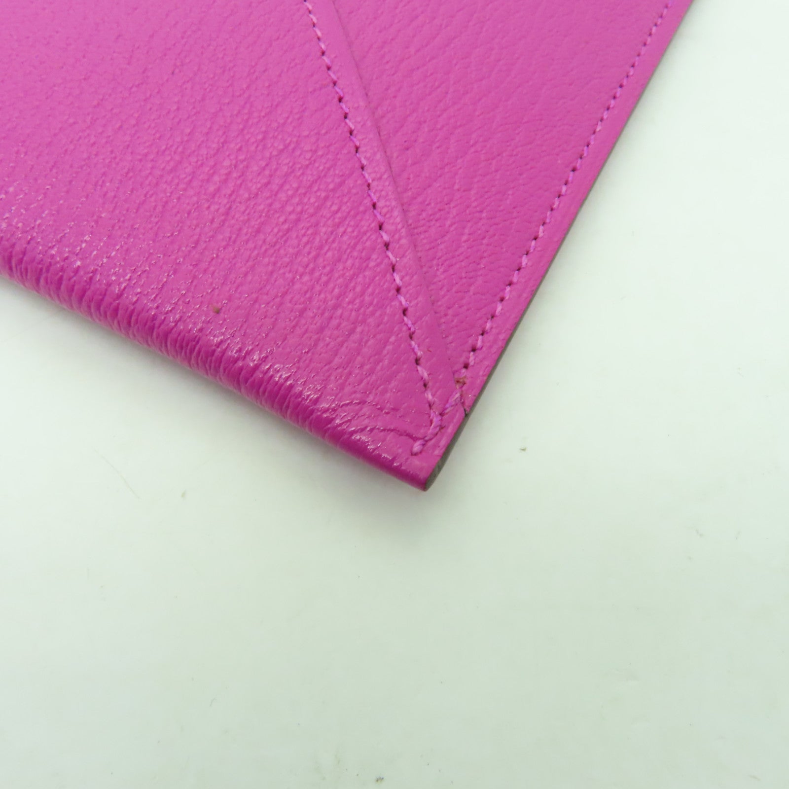 HERMES Chevre皮革Envelope Trio Wallet銀扣手提包紫色/橙色/芥末色