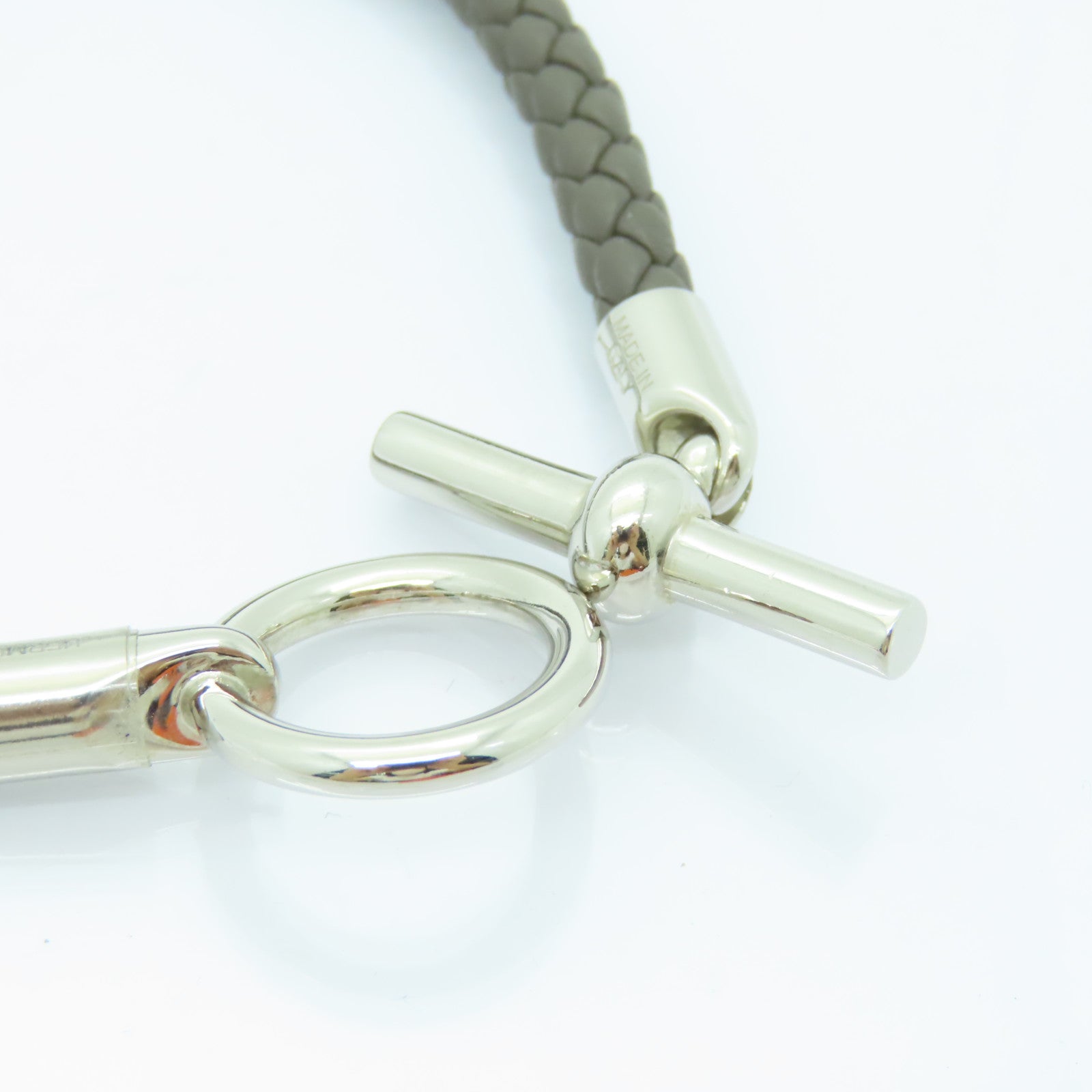 HERMES Swift皮革Glenan Bracelet銀扣手鏈Etain錫灰色