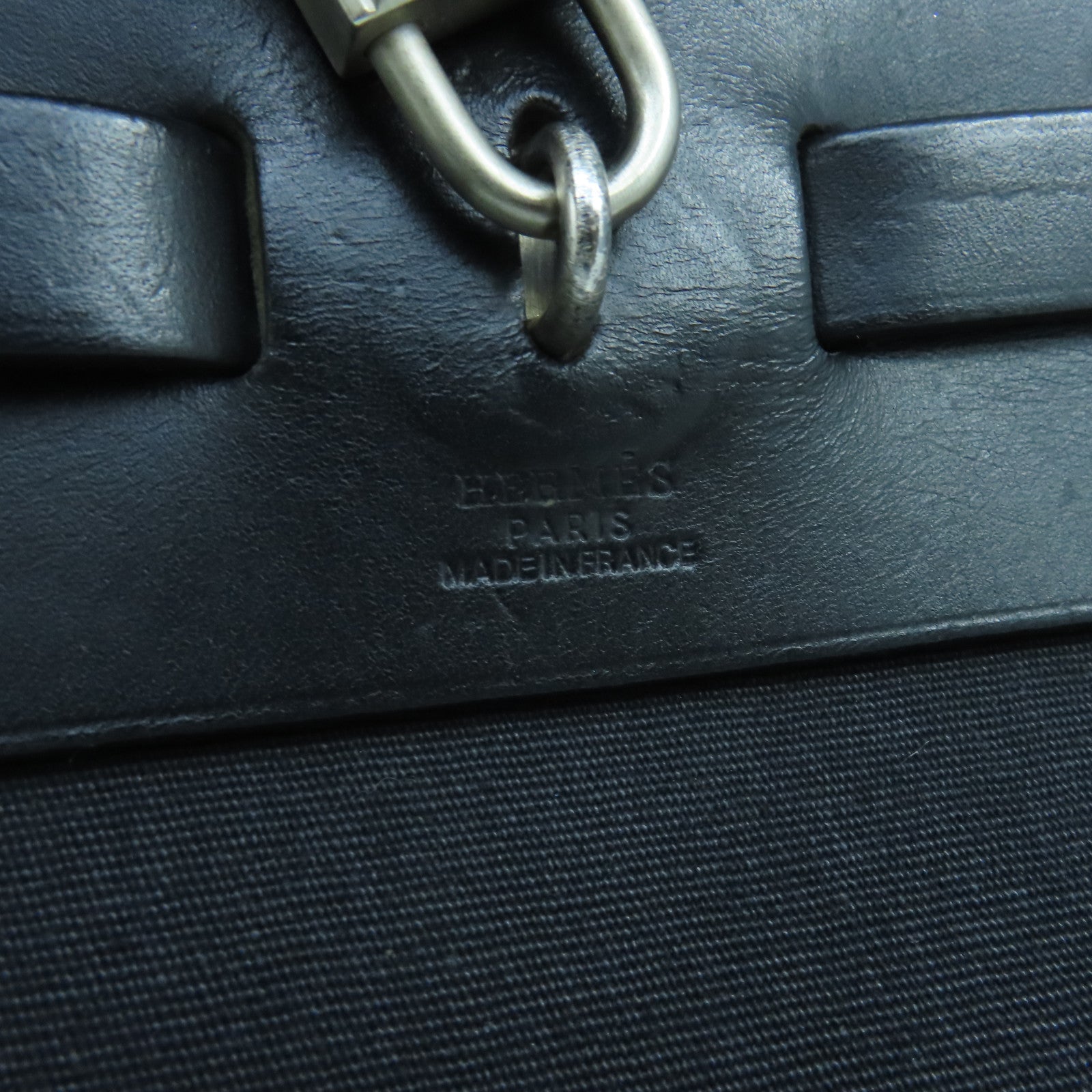 HERMES 帆布Herbag GM銀扣手挽肩背兩用袋黑色