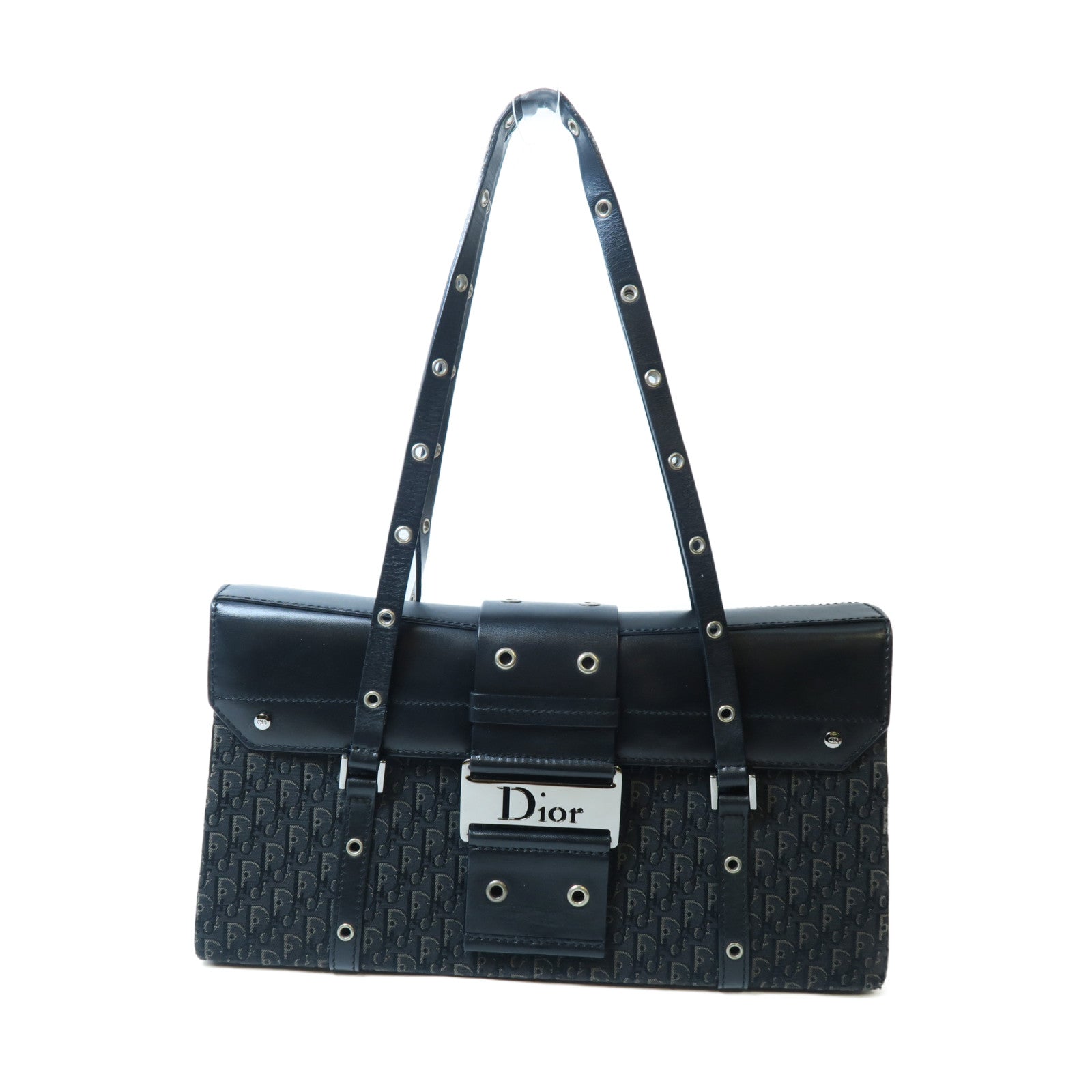 Dior 帆布Vintage Handbag銀扣手挽袋黑色