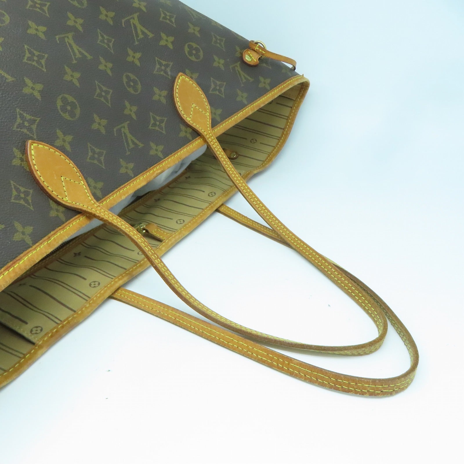 LOUIS VUITTON Monogram Neverfull GM金扣手挽袋啡色