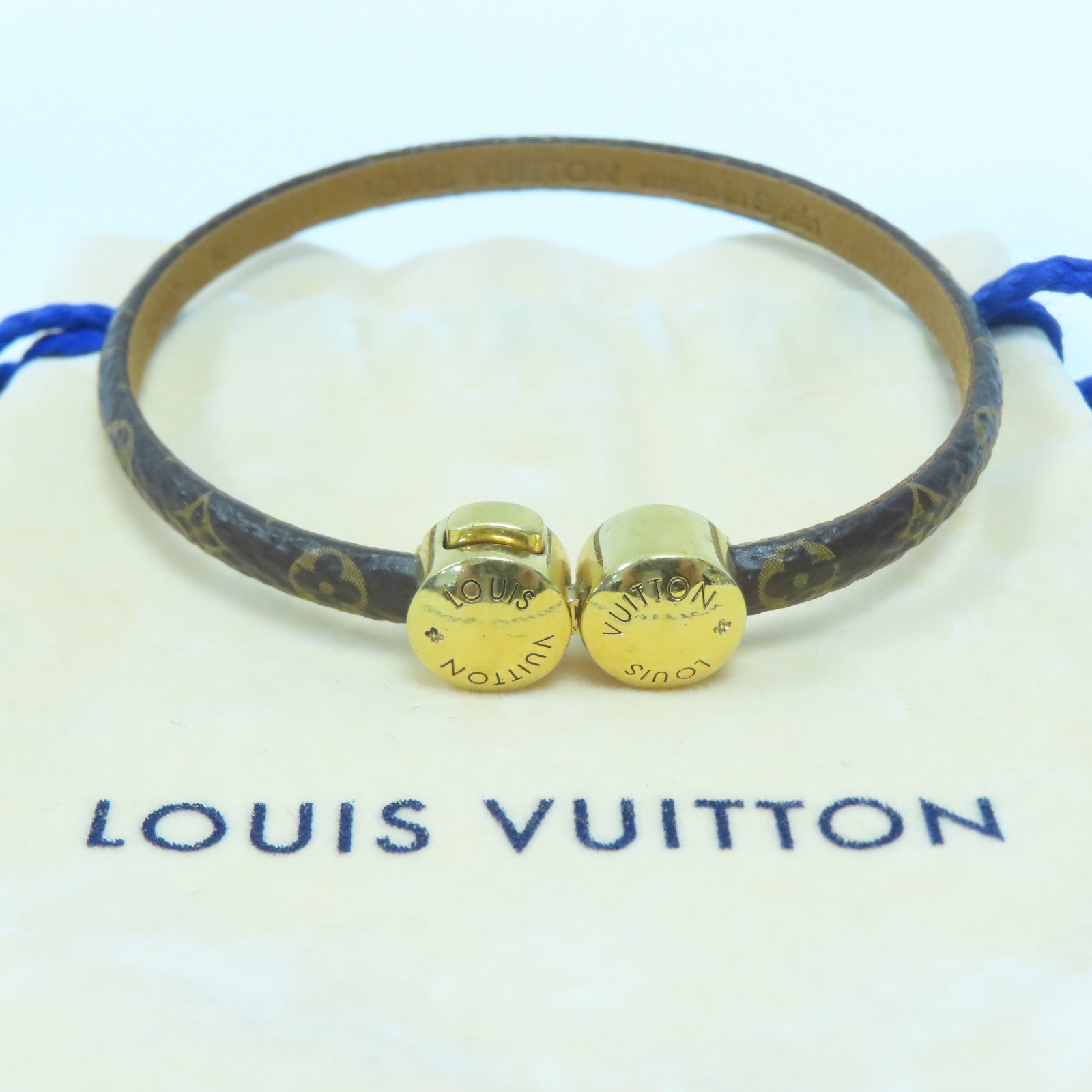 LOUIS VUITTON Monogram/金屬Historic Mini金扣手鏈啡色