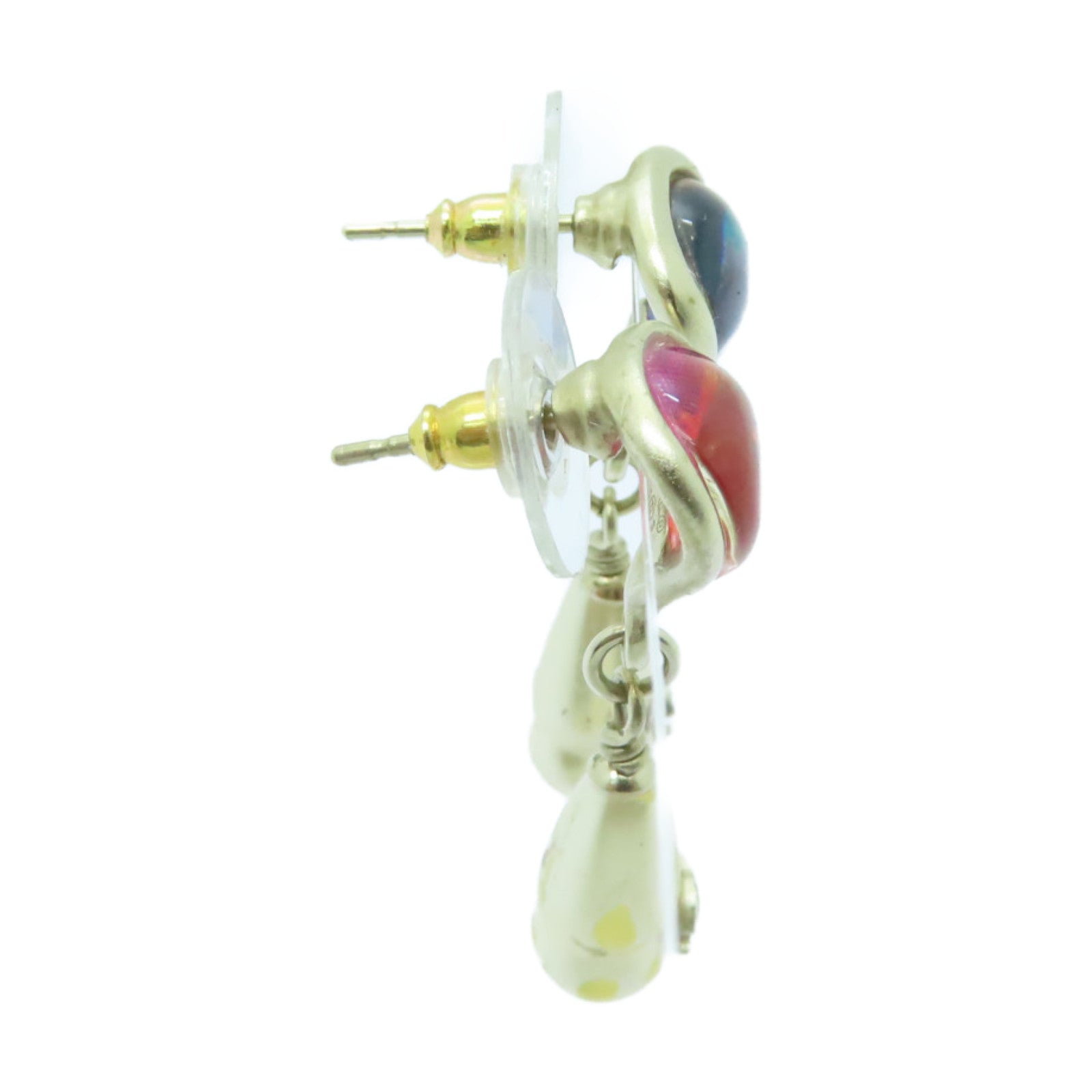 CHANEL 金屬/PVC Earrings耳環白色/藍色/粉紅色