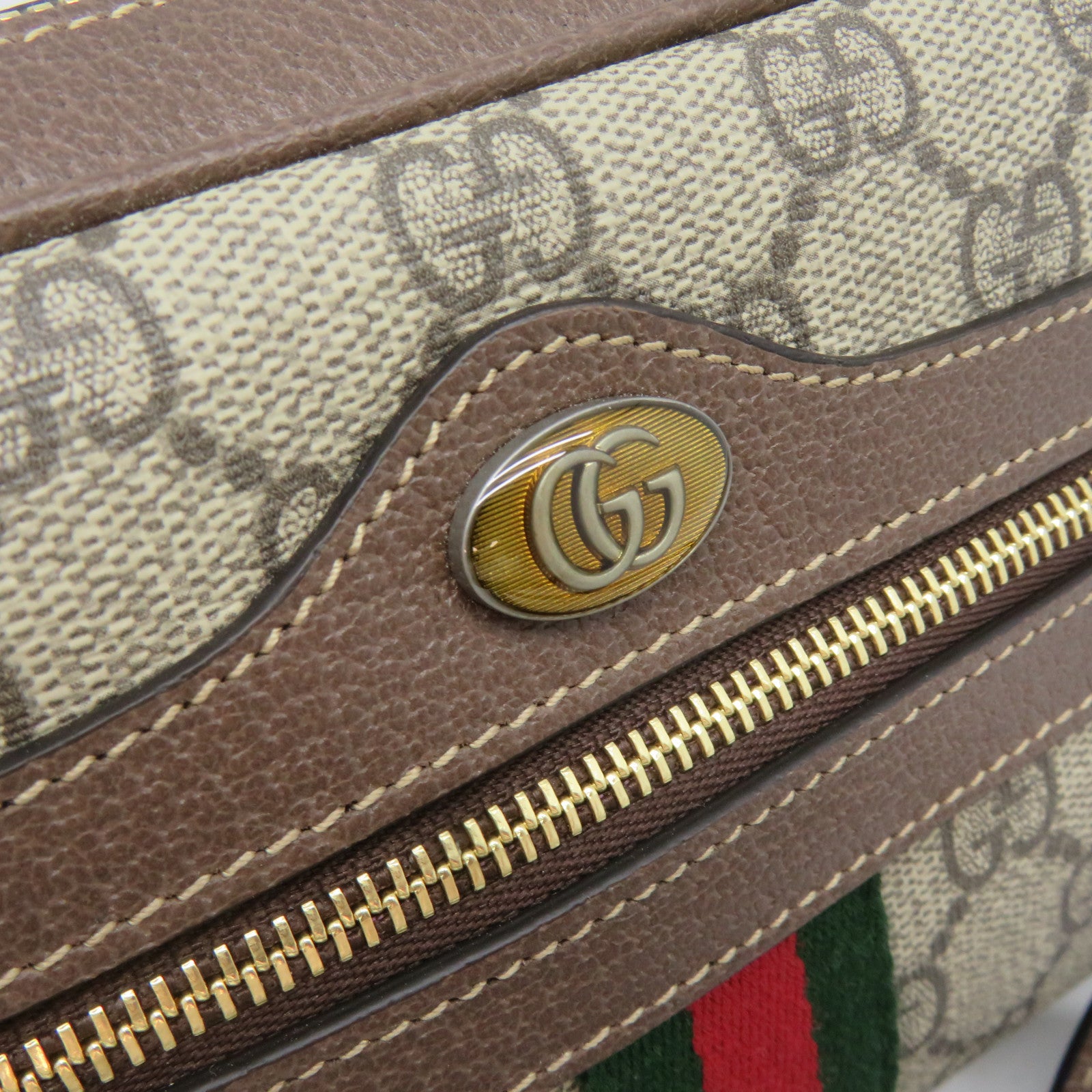 GUCCI 塗層帆布Ophidia GG Supreme金扣肩背袋啡色